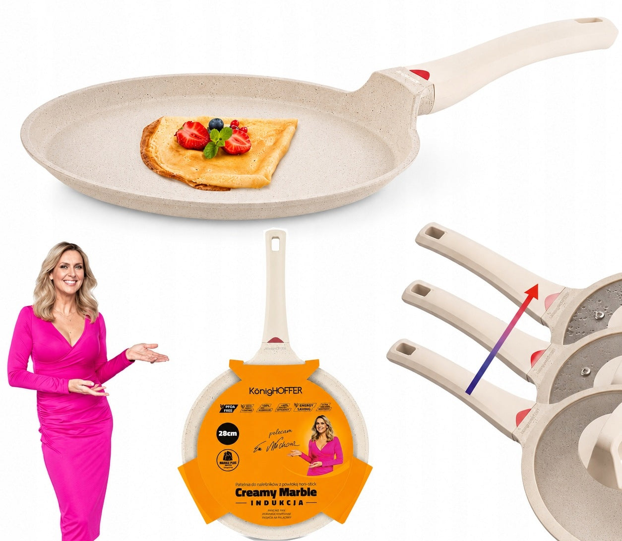 PANCAKE PAN Induction Gas PANCAKES Konighoffer Creamy Marble 28cm