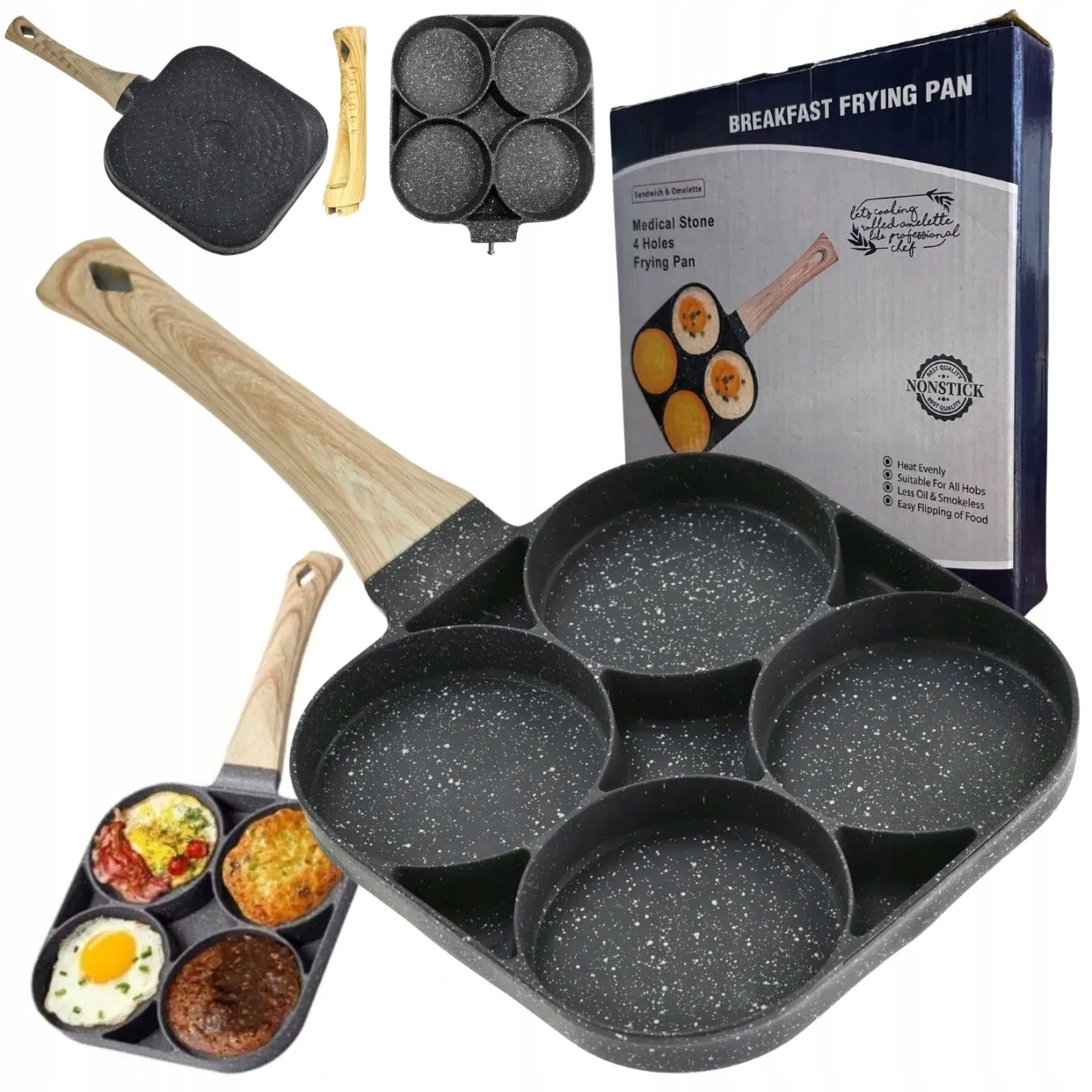 PANCAKE PAN PANCAKES 4 SOCKETS GRANITE COATING