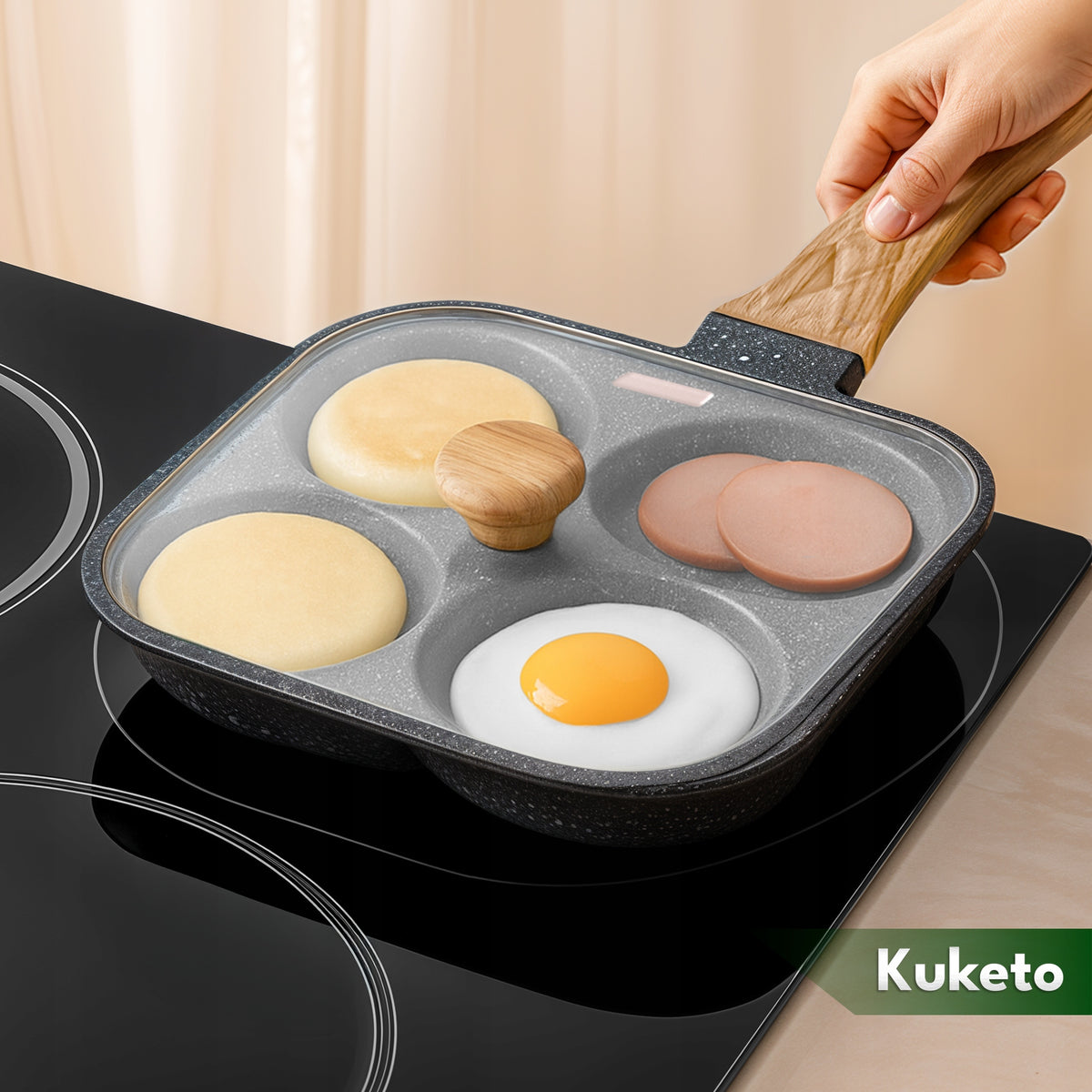 PANCAKE PAN PANCAKES eggs NON-STICK sensor INDUCTION with lid Manufacturer code NIEPRZYWIERAJĄCA DO JAJEK SADZONYCH PLACKÓW