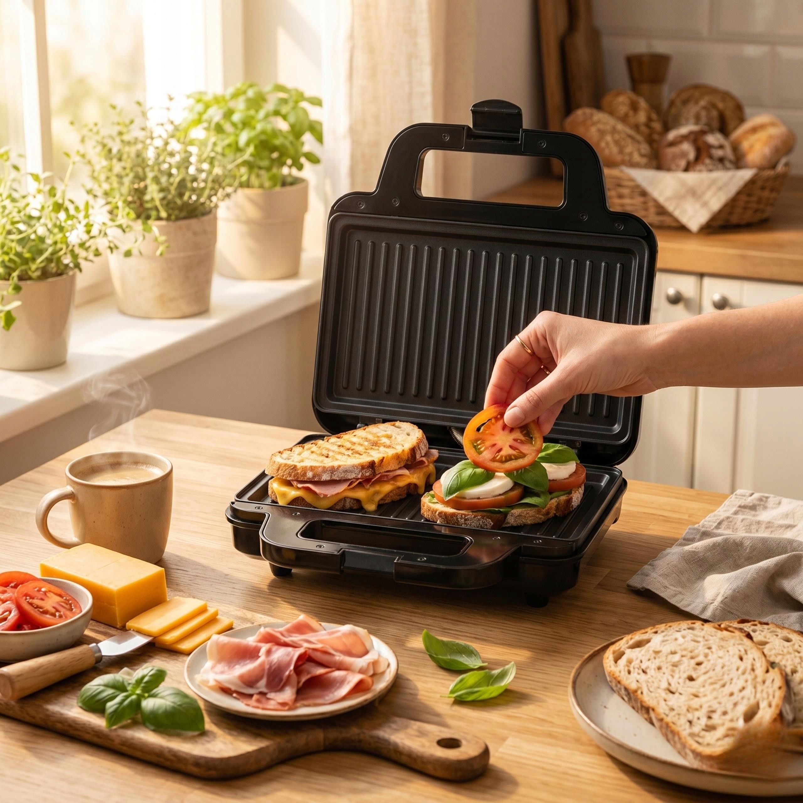 PANINI SANDWICH TOASTER ELECTRIC GRILL FOR SANDWICHES 1400W NON-STICK Packaging status original