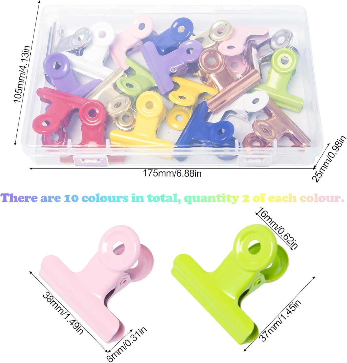 PAPER CLIPS 20PCS MULTICOLOR 38MM METAL OFFICE CLIPS ART HOME Brand no brand
