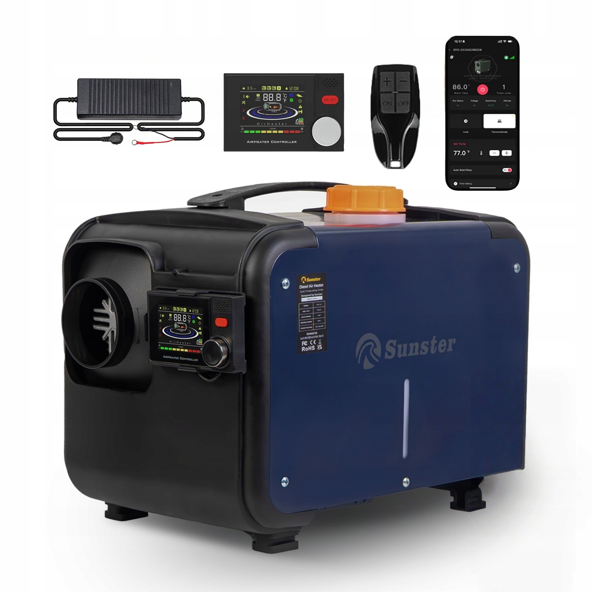 PARKING HEATER 8KW 12/24V 230V WEBASTO WITH VENTILATION AND START/STOP BT Brand Sunster