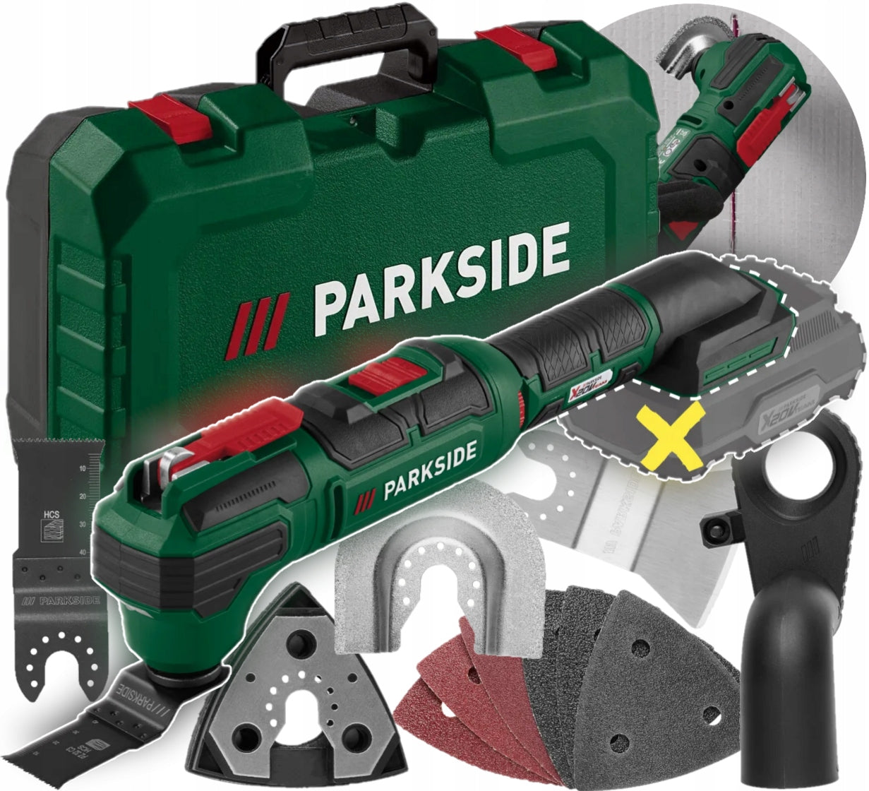 PARKSIDE Cordless Multifunction Tool PAMFW 20-Li C3 + ACCESSORIES