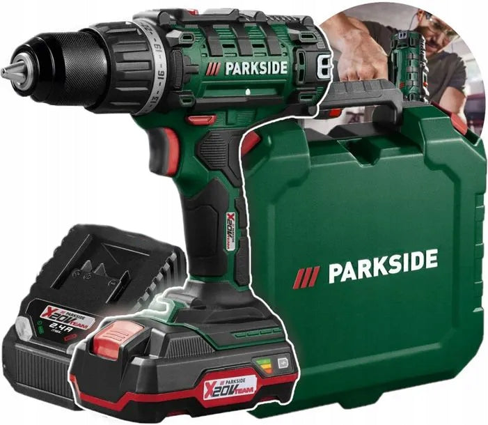 PARKSIDE Cordless PABS 20-Li Drill/Driver with AKU + LOAD and SUITCASE
