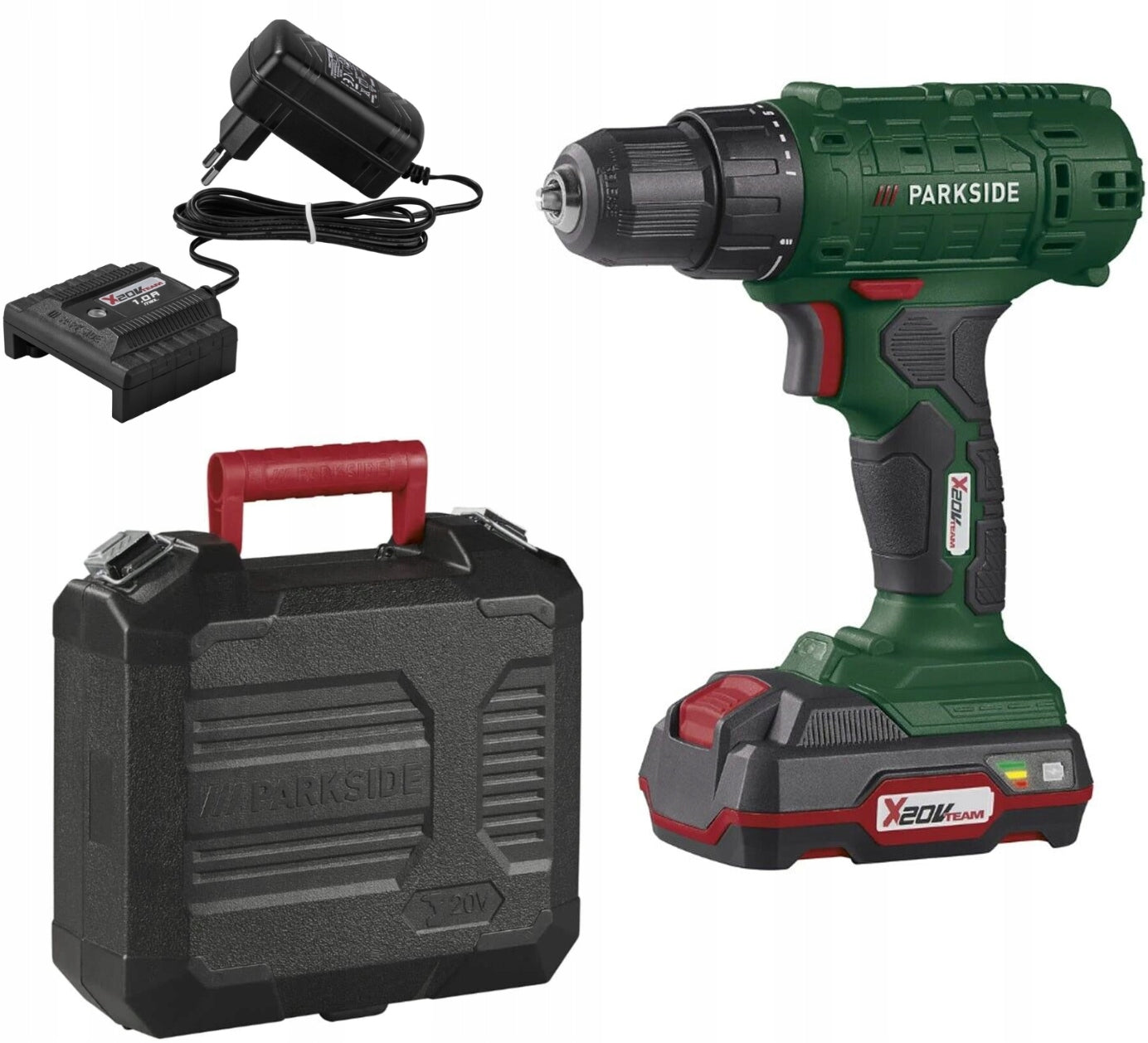 PARKSIDE PBSA 20-Li A1 Drill/Driver 20V 2Ah Set Suitcase + BIT Packaging status original