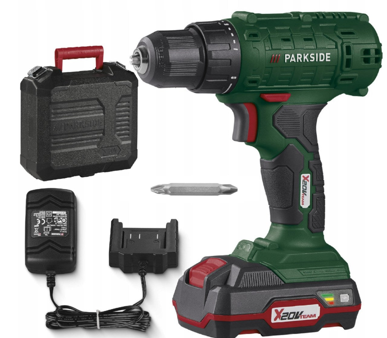 PARKSIDE PBSA 20-Li A1 Drill/Driver 20V 2Ah Set Suitcase + BIT