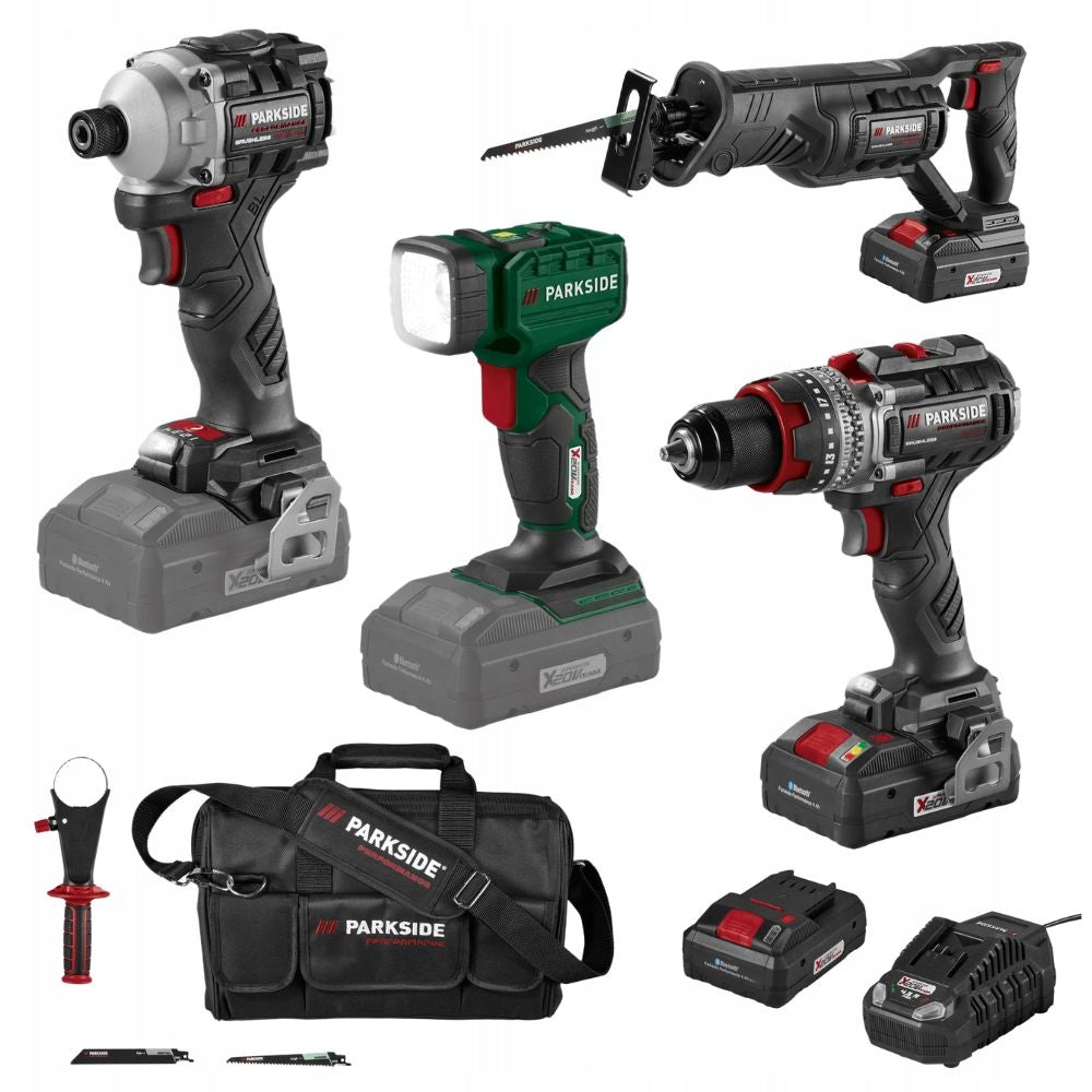 PARKSIDE PERFORMANCE tool kit 7in1 2x aku 4ah charger + bag