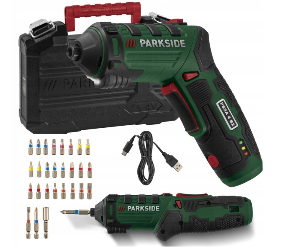 PARKSIDE PSSA 4 B2 Screwdriver 4V rotating handle 10Nm + 26 bits case