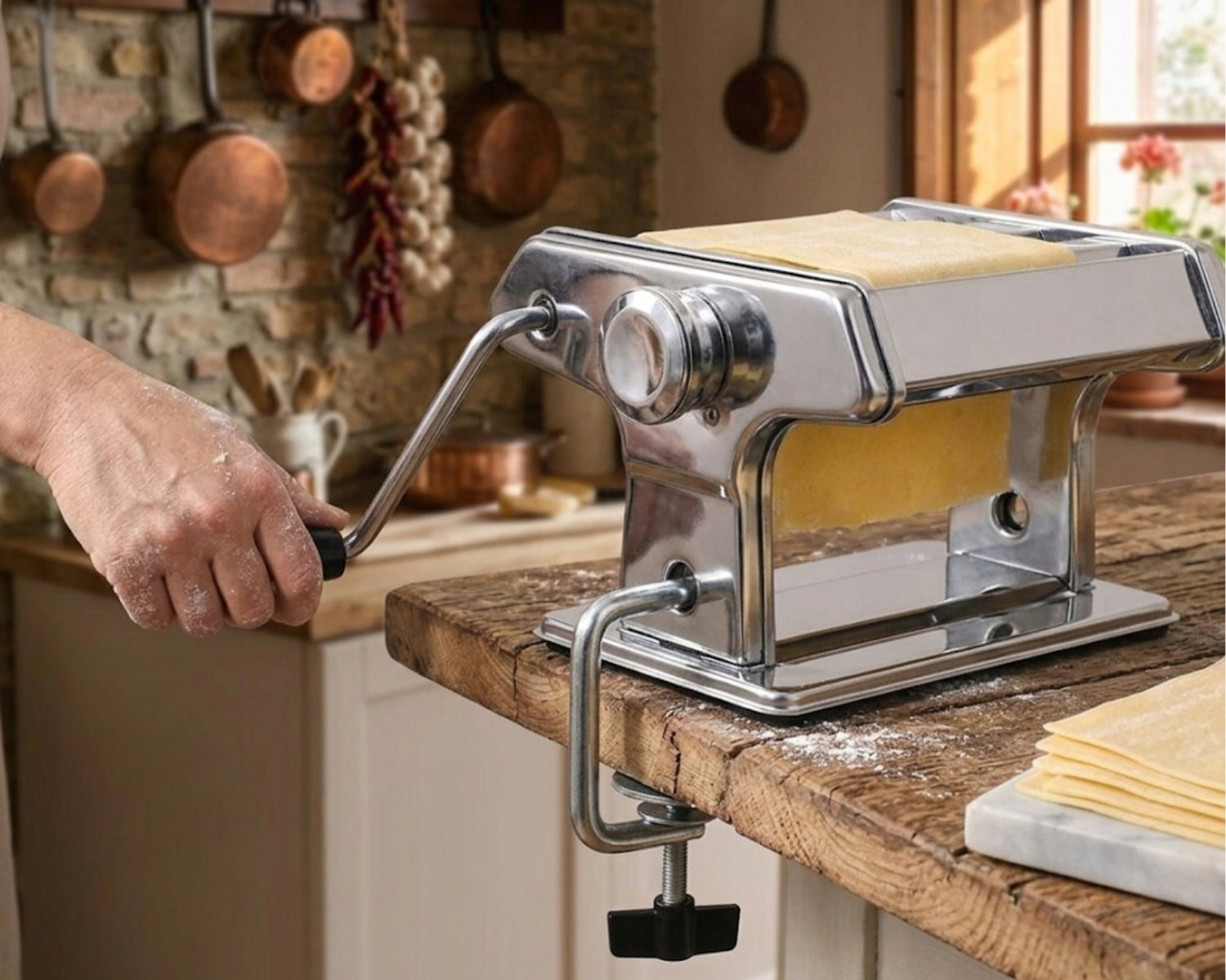 PASTA AND CAKE MACHINE HAND STAINLESS STEEL SPAGHETTI LASAGNE Packaging status original