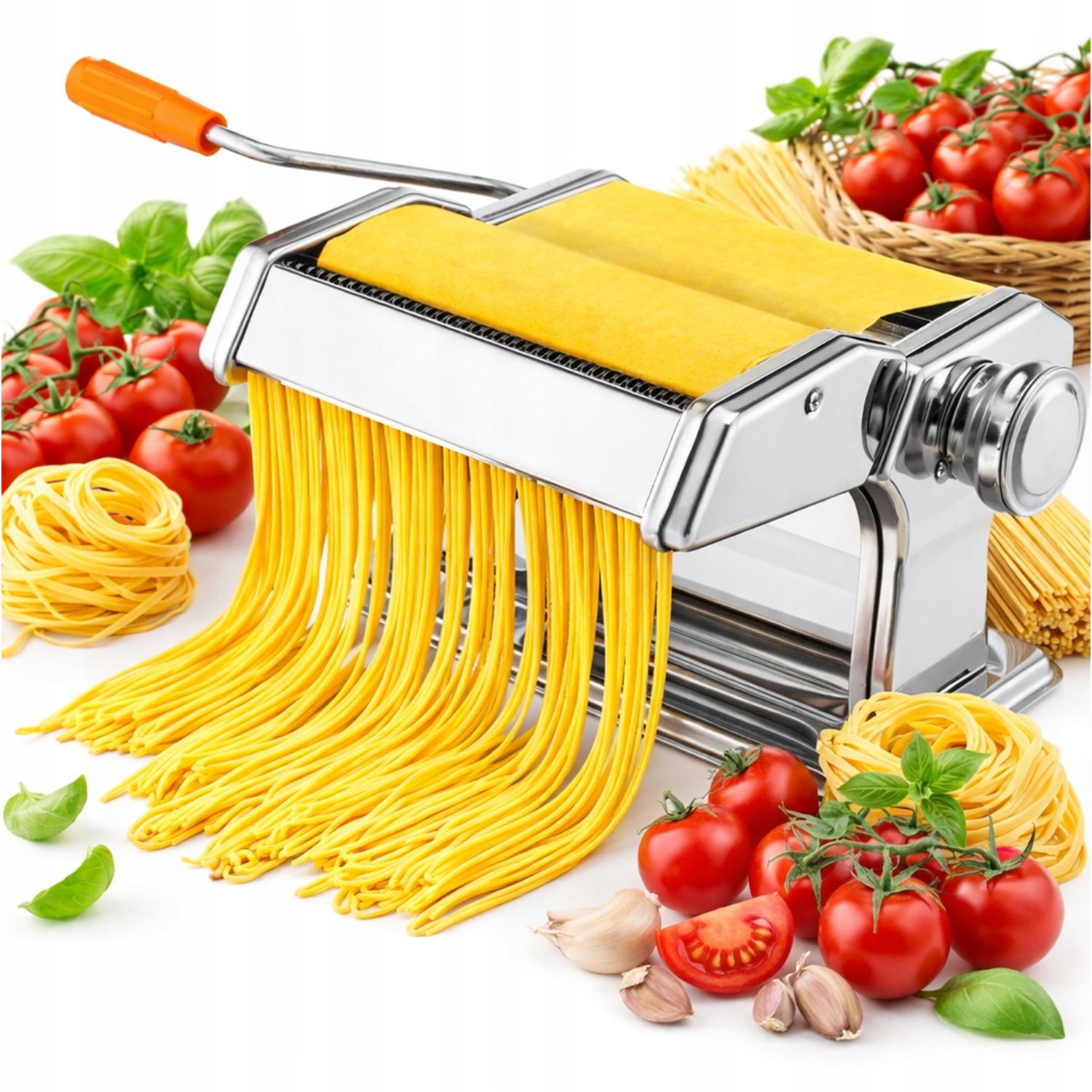 PASTA MACHINE MANUAL STAINLESS STEEL ROLLING CUTTING ADJUSTMENT