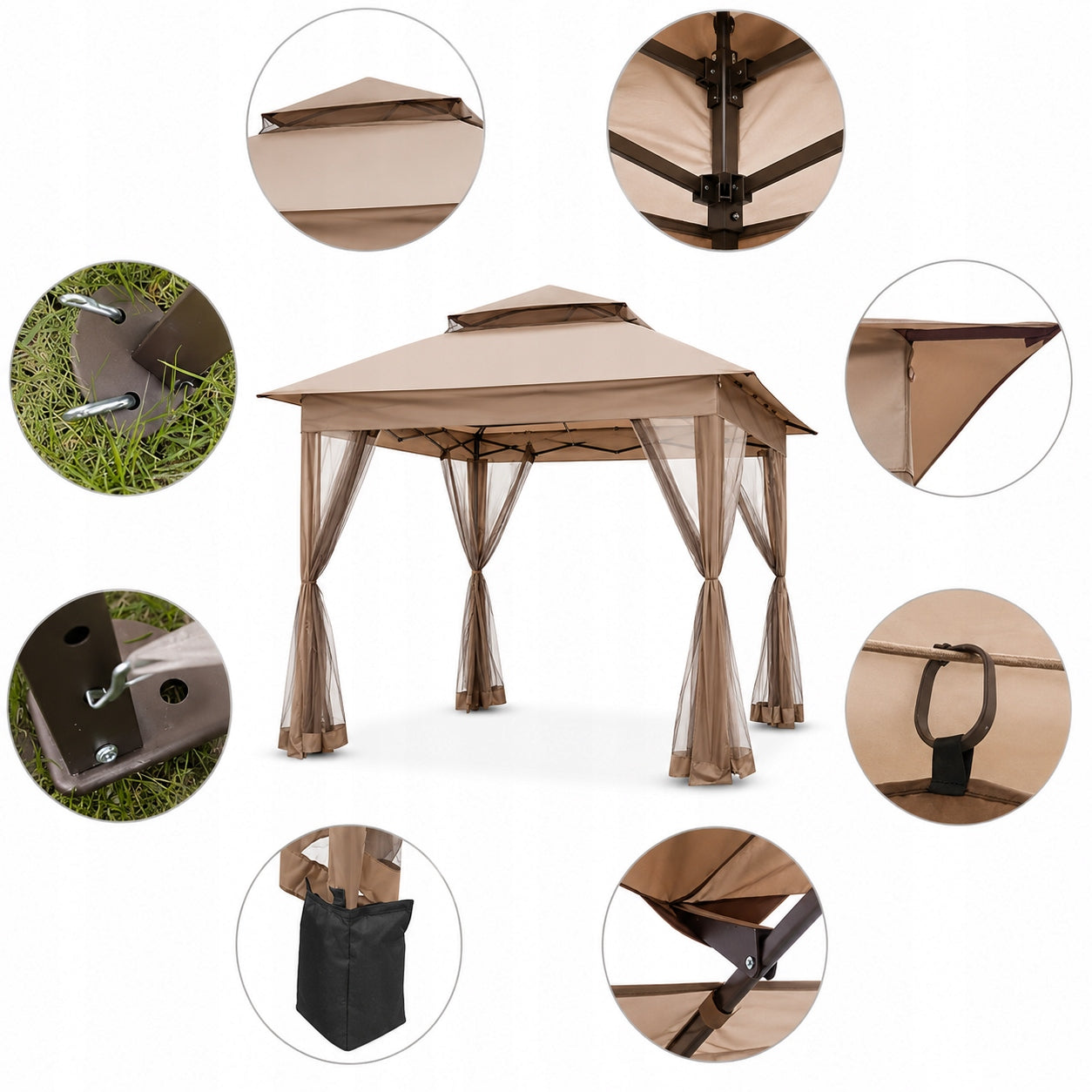 PAVILION GARDEN CAMPING TENT Folding MOSQUITO NET gazebo 3,3m x 3,3m Type tent