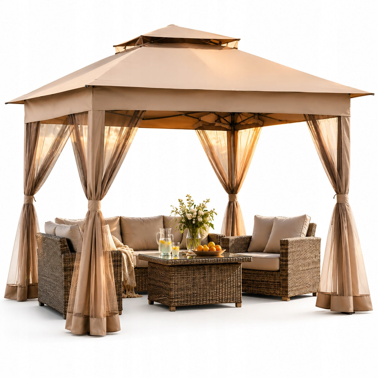 PAVILION GARDEN CAMPING TENT Folding MOSQUITO NET gazebo 3,3m x 3,3m