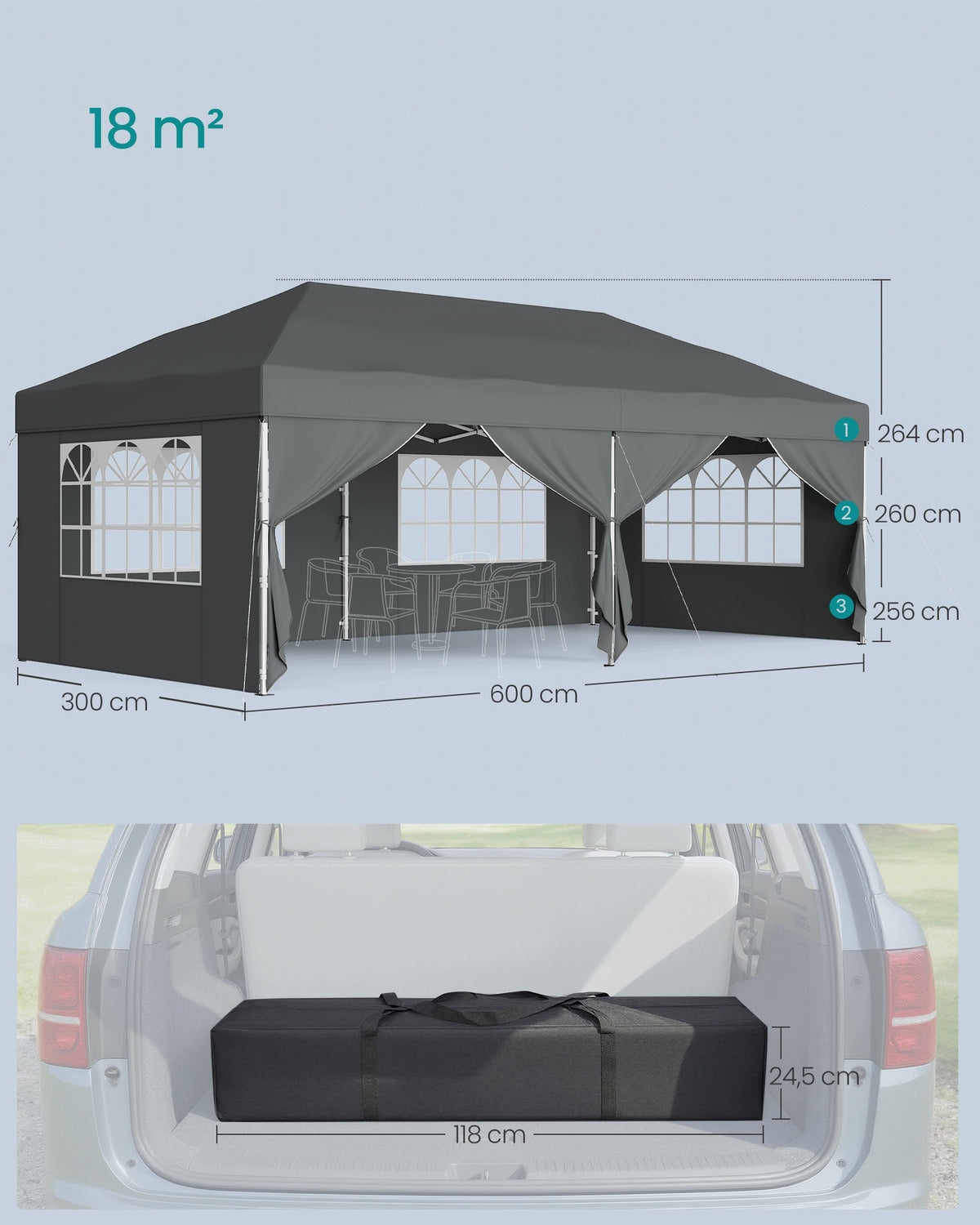 PAVILION GARDEN TENT FESTIVAL CAMPING CANOPY 6M X 3M LARGE Manufacturer Songmics