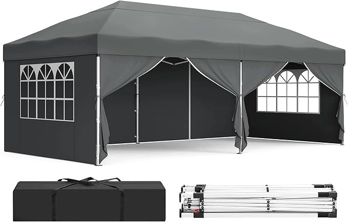 PAVILION GARDEN TENT FESTIVAL CAMPING CANOPY 6M X 3M LARGE