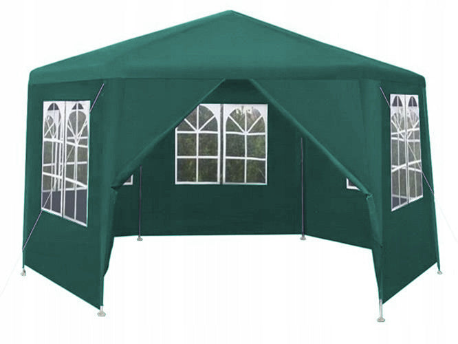 PAVILION GARDEN Tent GAZEBO 4x4 m Green 6 walls HEXAGON 2x2x2