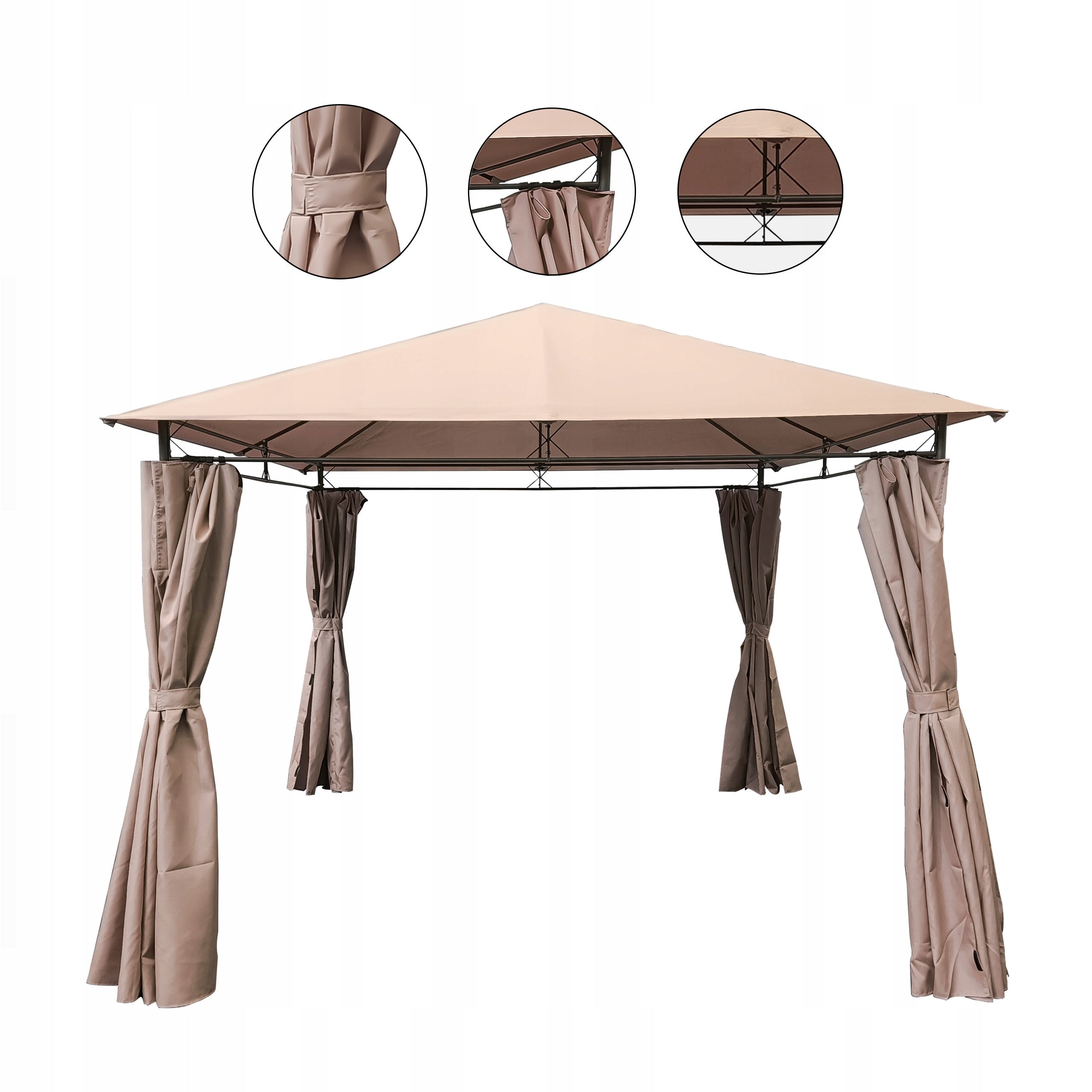 PAVILION GAZEBO MOSQUITO NET GARDEN TENT STRONG STEEL 3x3m YUKON BEIGE EAN (GTIN) 5901386214492