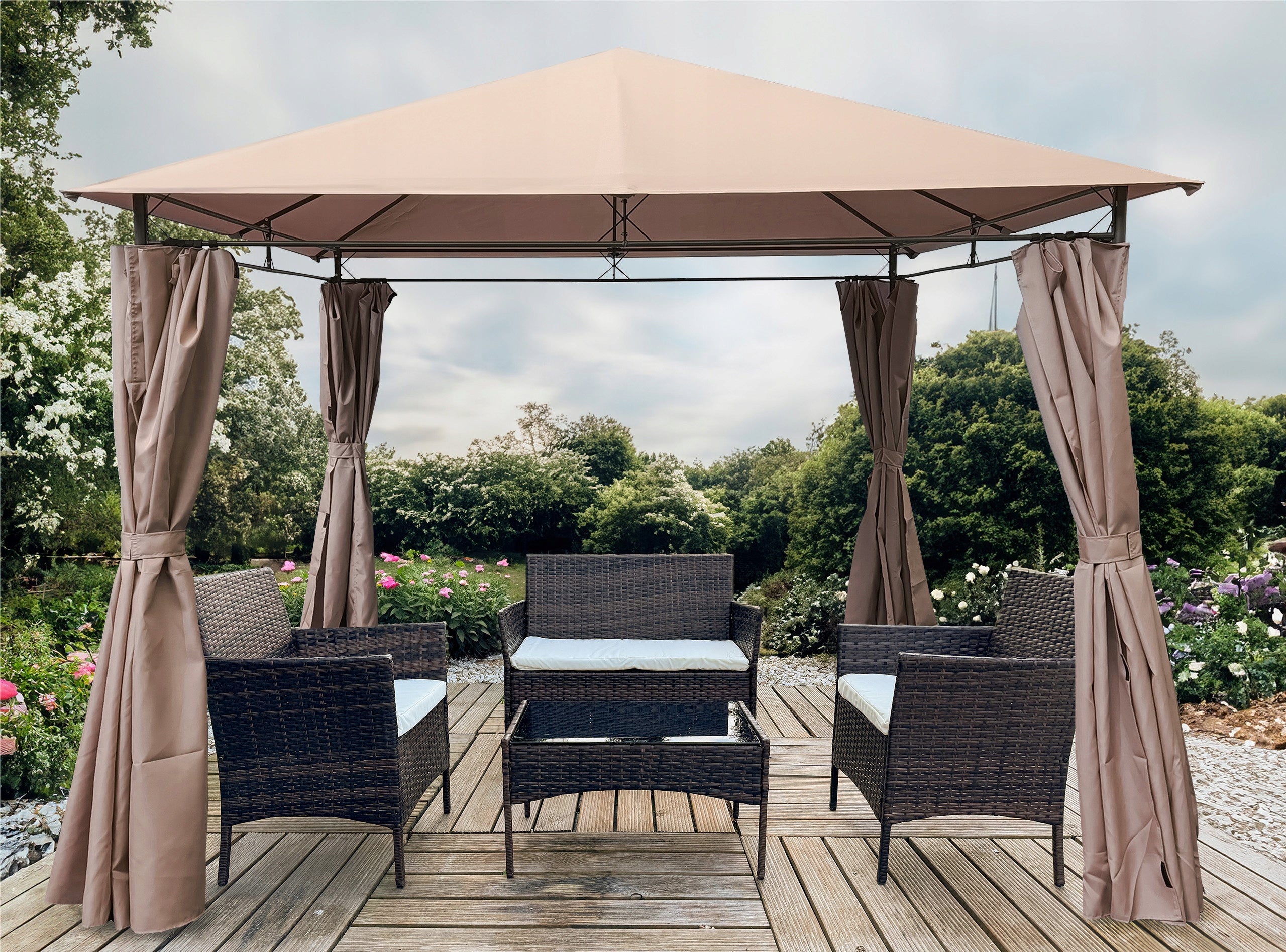 PAVILION GAZEBO MOSQUITO NET GARDEN TENT STRONG STEEL 3x3m YUKON BEIGE Manufacturer code 5.07.14492