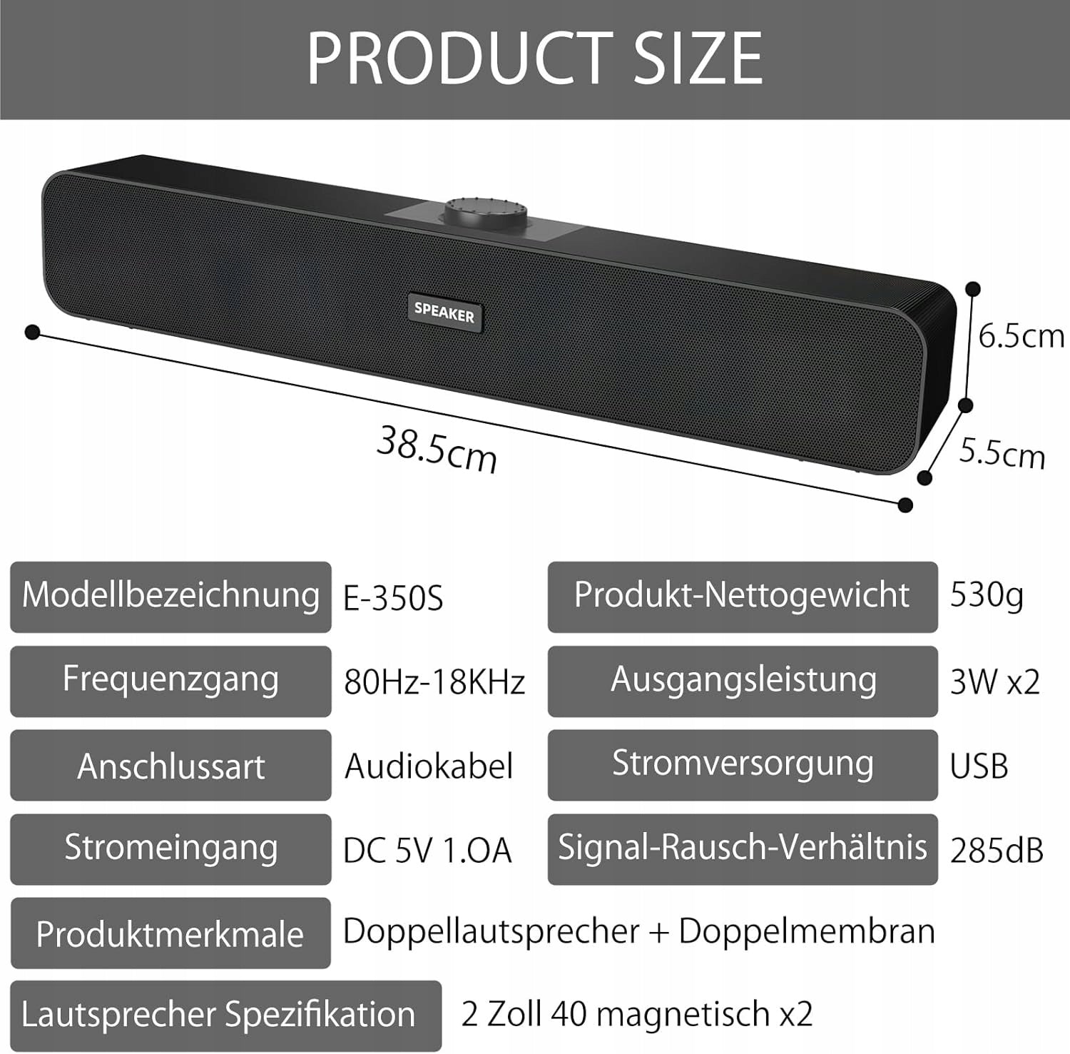 PC Speaker Hi-Fi Stereo USB Small Computer Speaker Black TNSLAND Manufacturer code 5907190020823