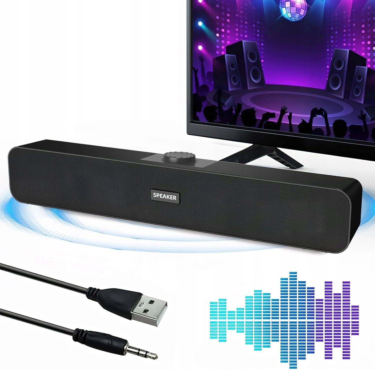 PC Speaker Hi-Fi Stereo USB Small Computer Speaker Black TNSLAND