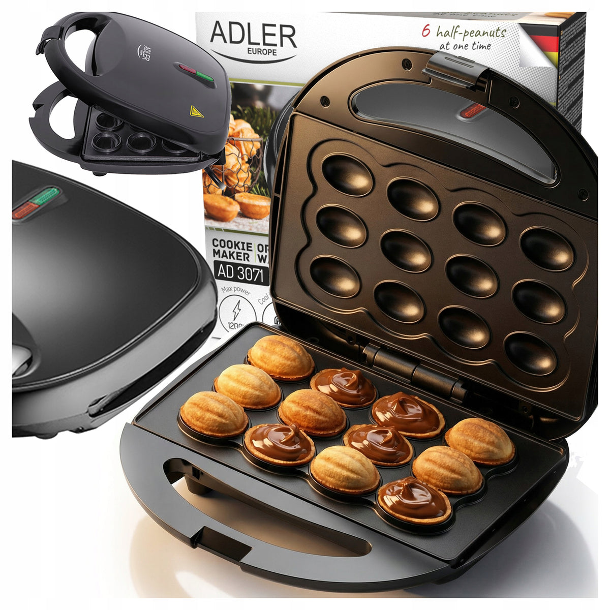 PEANUT TOASTER ADLER ELECTRIC COOKIES 1200W MOLD FORM