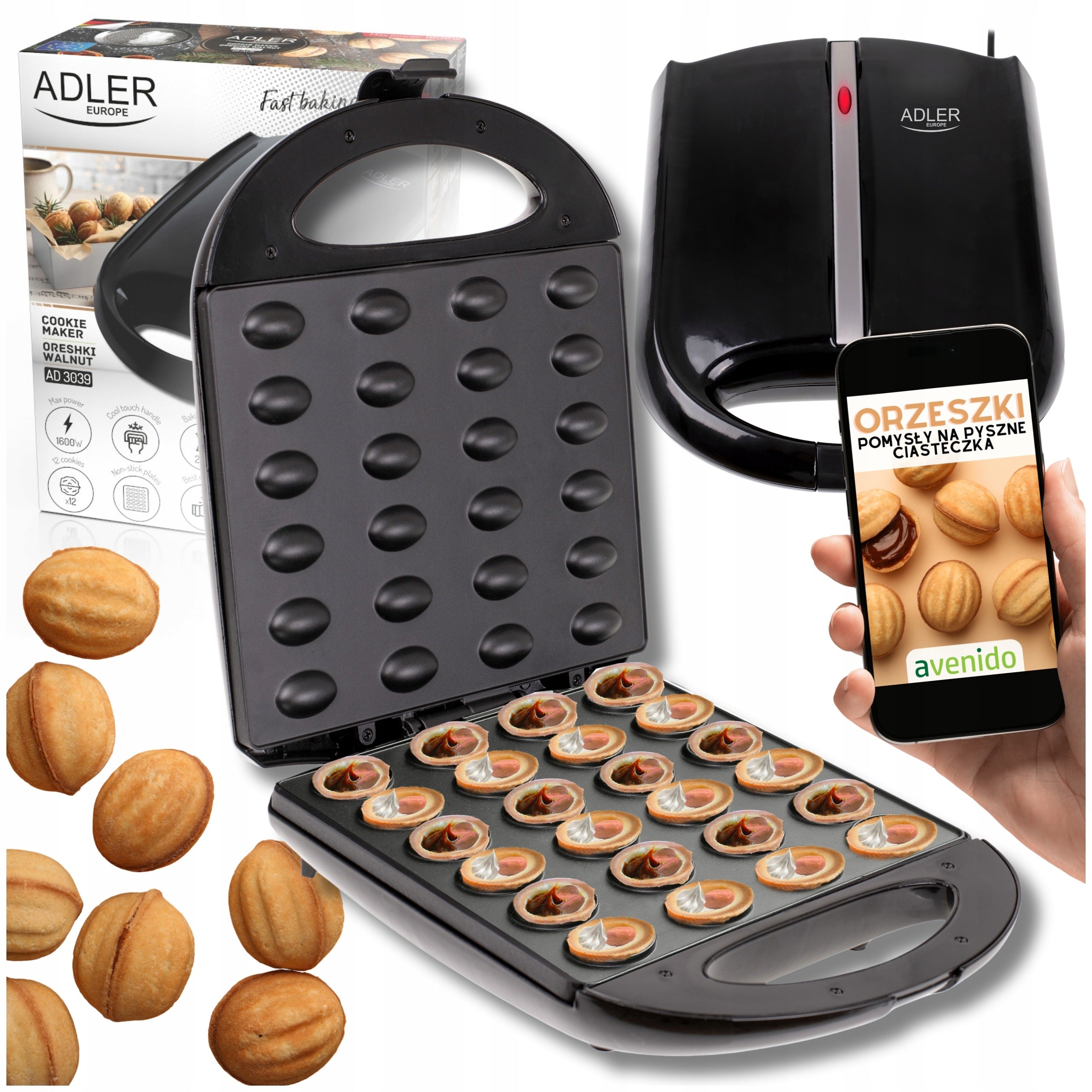 PEANUT TOASTER COOKIE MOLD for 24 pieces ELECTRIC 1600W PEANUTS