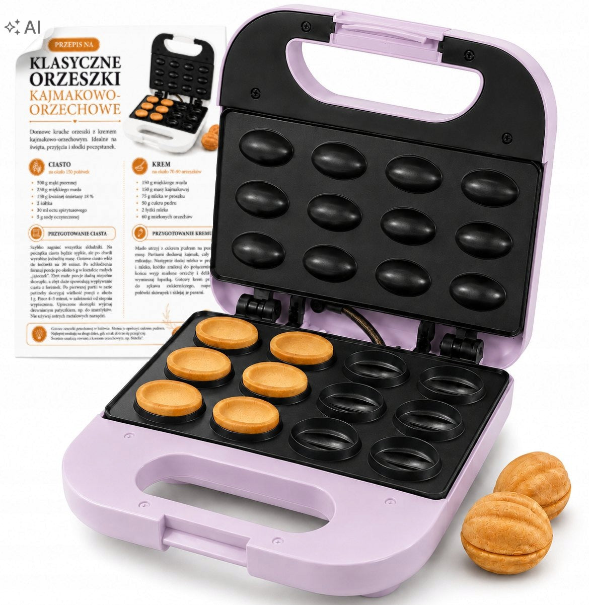 PEANUT TOASTER COOKIE MOLDS 750W 12 PCS NONSTICK RECIPE