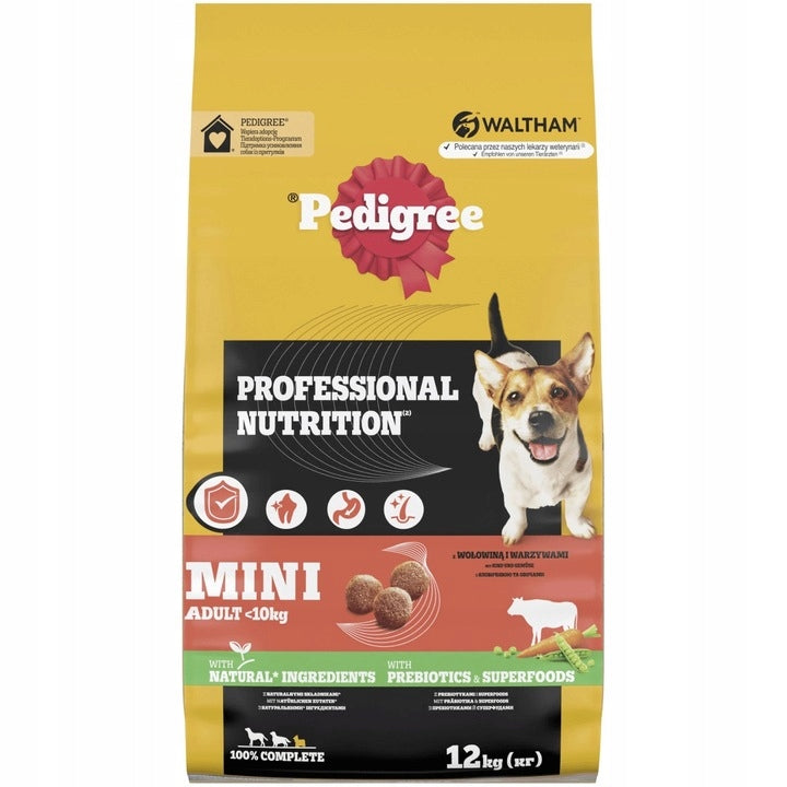 PEDIGREE DRY DOG FOOD ADULT SMALL BREEDS WITH BEEF AND VEGETABLES 12KG