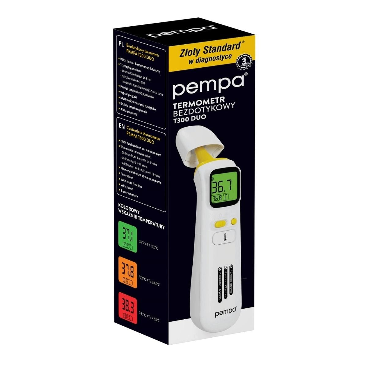 PEMPA T300 DUO non-contact thermometer for forehead and ear Packaging status original