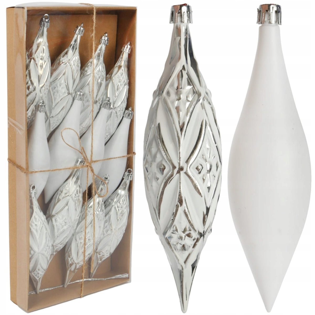 PENDANTS CHRISTMAS TREE BAUBLES UNBREAKABLE 12 pcs ICICLES SET OF CHRISTMAS DECORATIONS