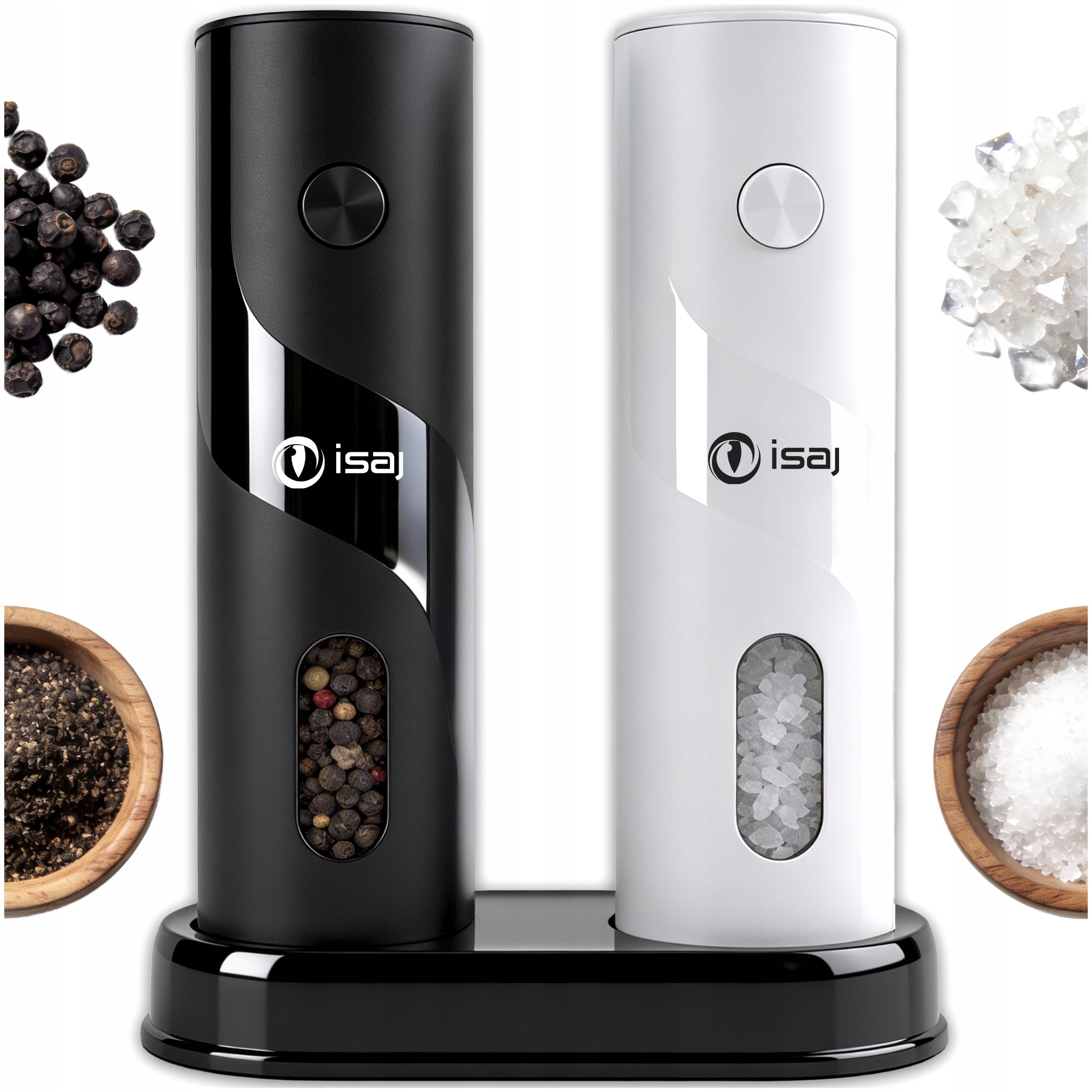 PEPPER AND SALT GRINDER ELECTRIC SPICES x2 WINDOW STAND ADJUSTMENT