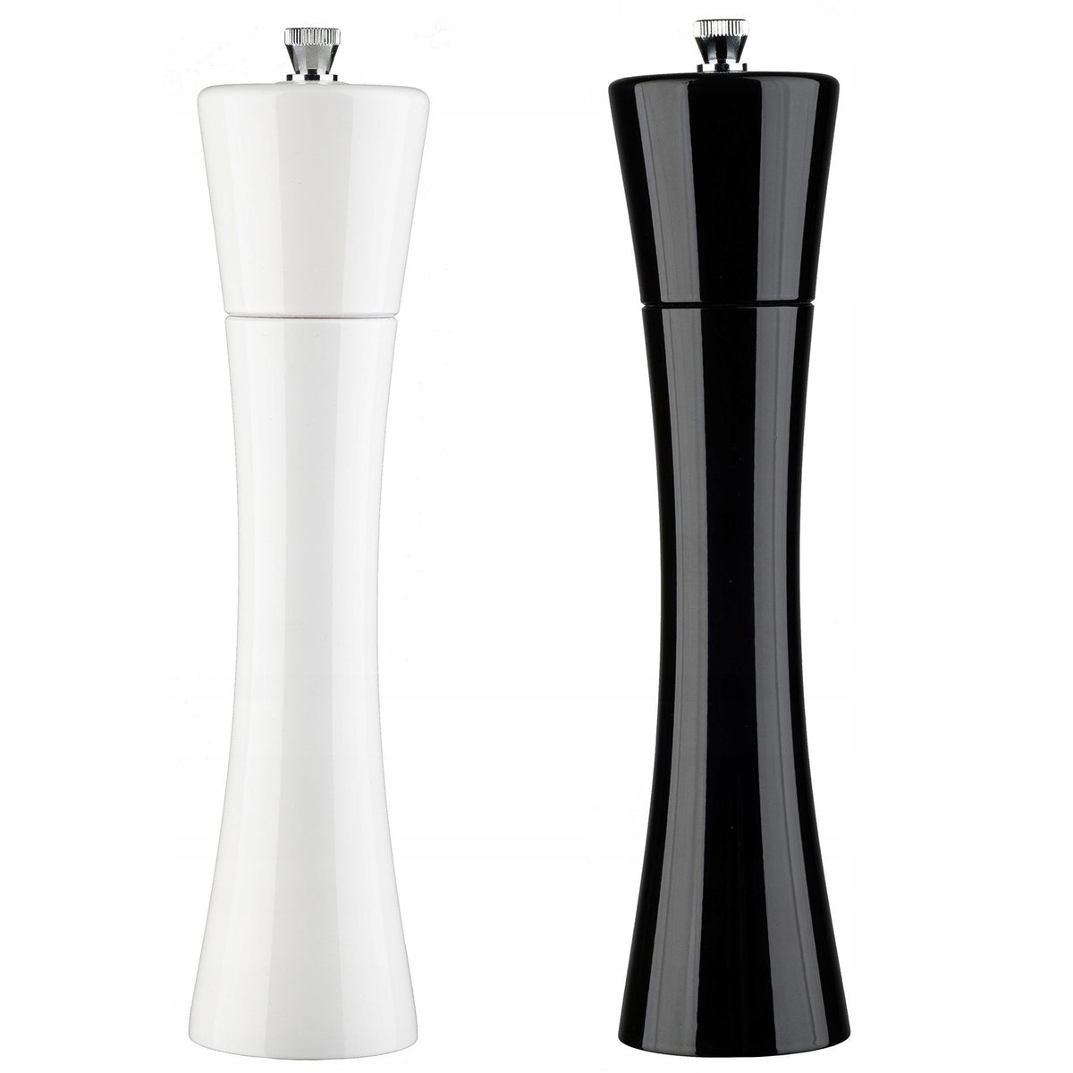 PEPPER AND SALT GRINDER MANUAL BLACK AND WHITE WITH GRINDING ADJUSTMENT 2PCS.
