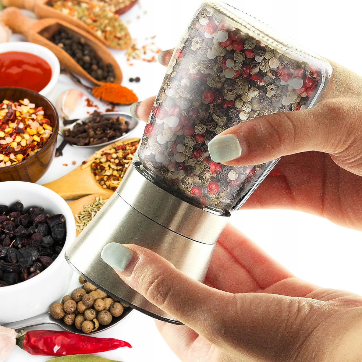 PEPPER SALT HAND GRINDER SET OF 2 SALT SEASONING GRINDERS Manufacturer code 889204322