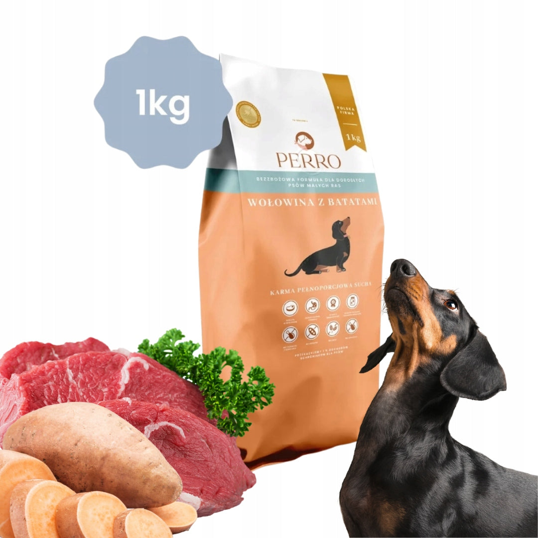 PERRO Beef with sweet potatoes Dry food for small breed adult dogs 1kg Brand Perro