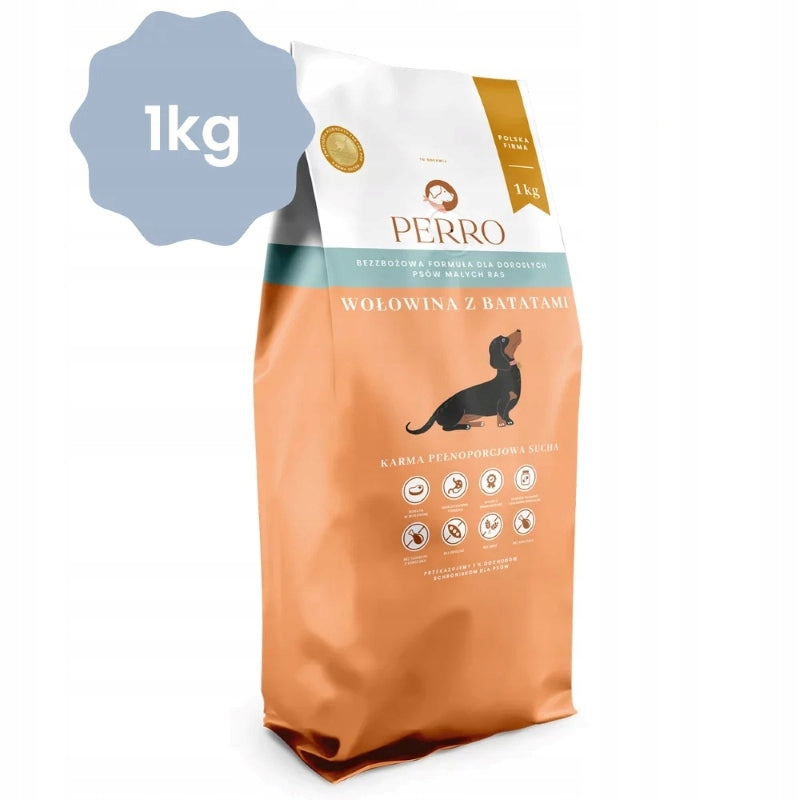PERRO Beef with sweet potatoes Dry food for small breed adult dogs 1kg