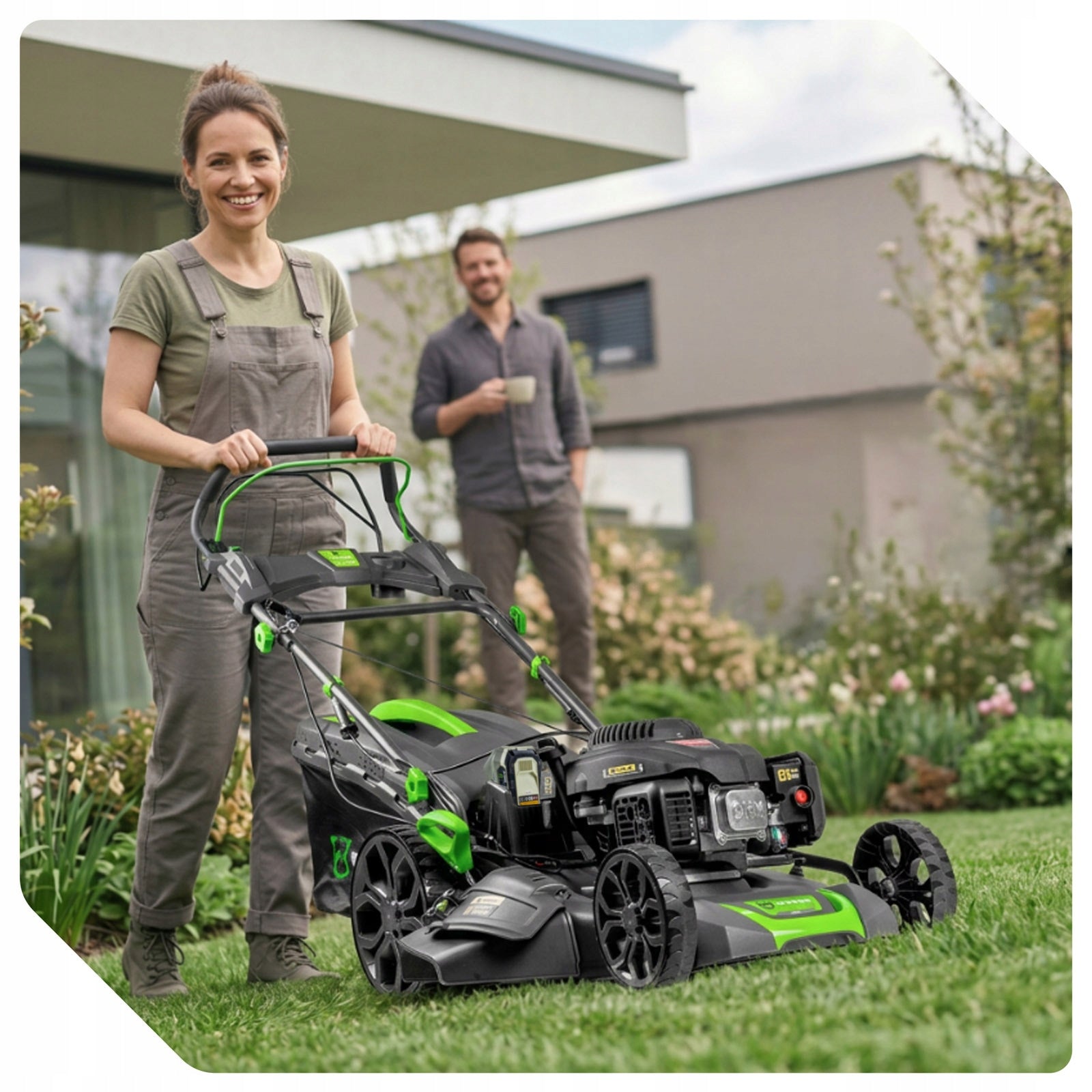 PETROL LAWN MOWER BUTTON FIRING LONCIN ENGINE WITH 4IN1 DRIVE Basket capacity 70 l