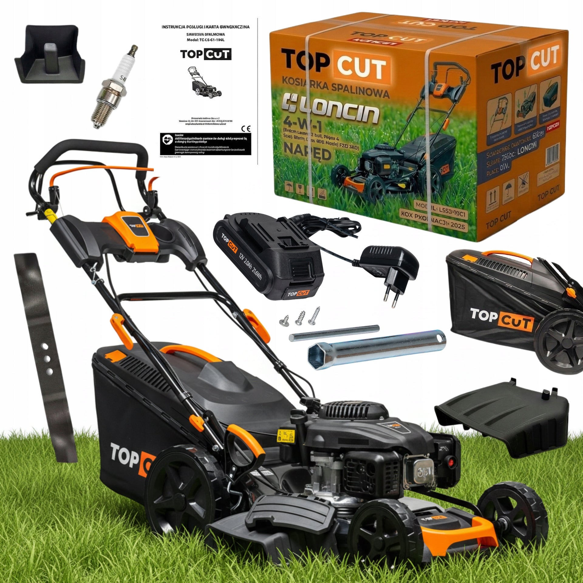 PETROL MOWER DRIVE WITH STARTER ENGINE LONCIN 196CC 51CM 60L 5,4KM