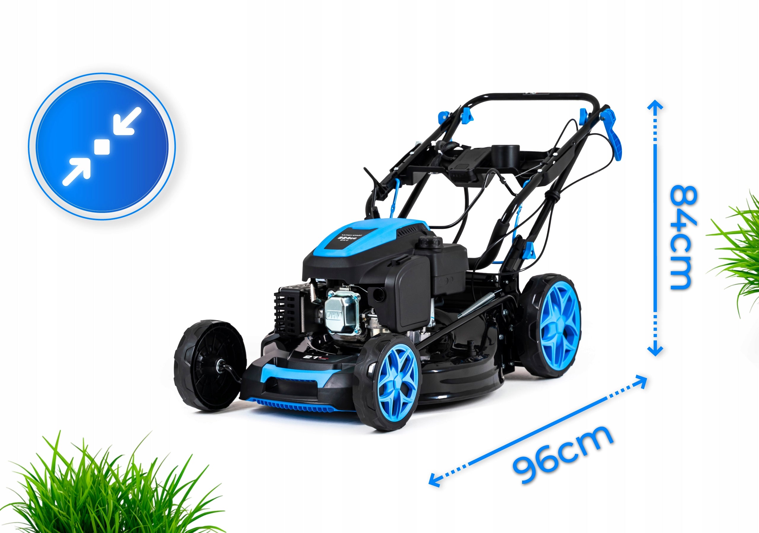 PETROL MOWER POWERFUL 224CC STARTER DRIVE 53CM MULCHING 9IN1 Brand HEXWELT