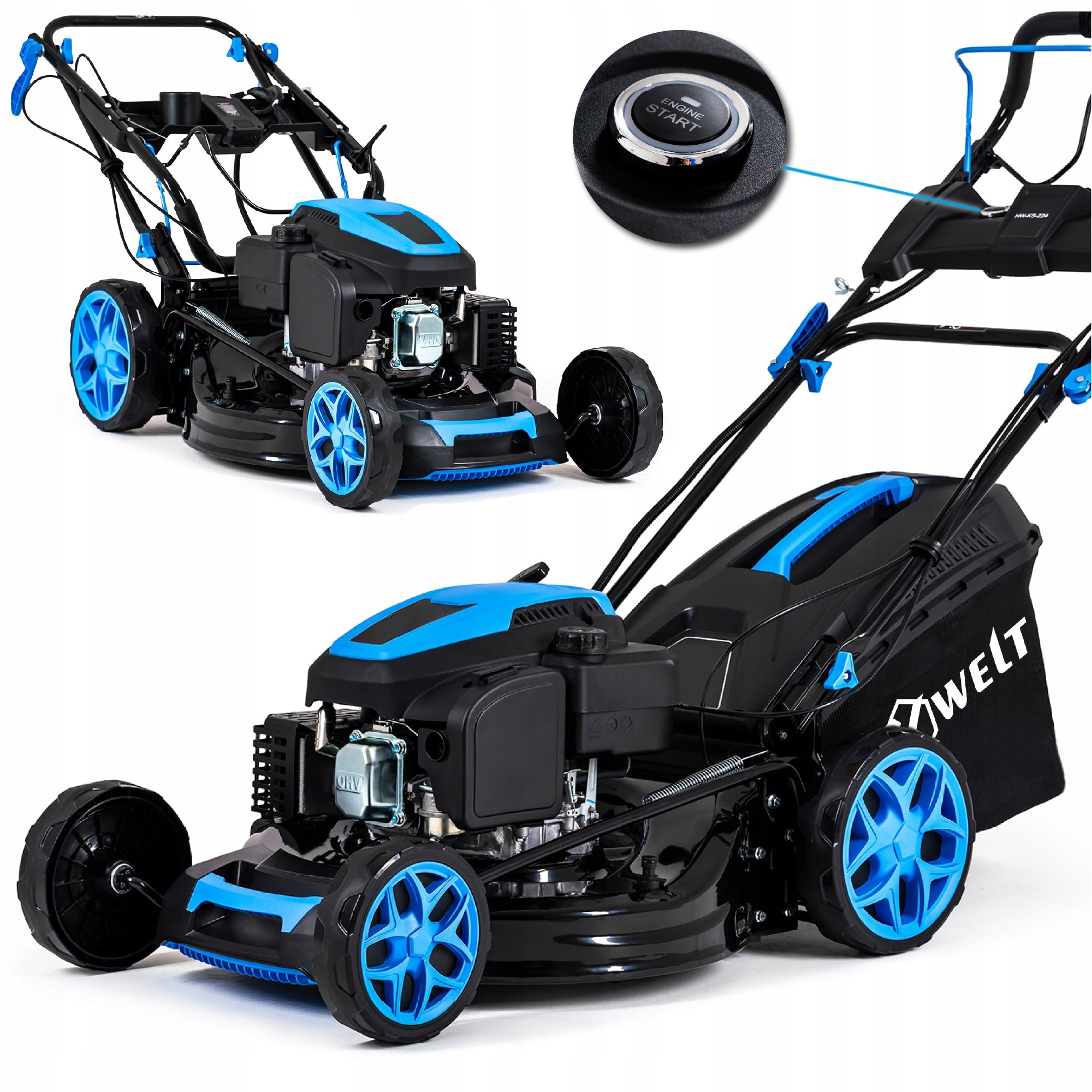 PETROL MOWER POWERFUL 224CC STARTER DRIVE 53CM MULCHING 9IN1