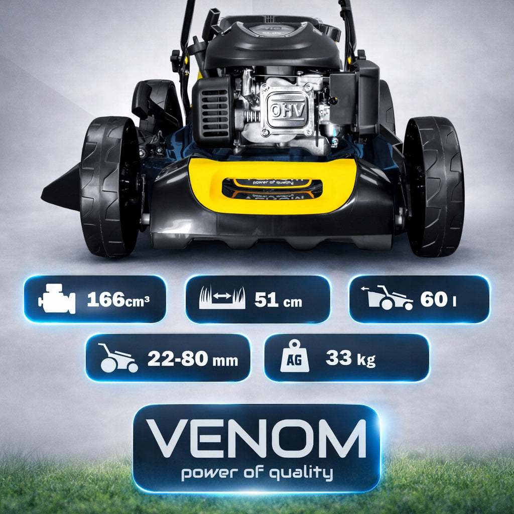PETROL MOWER VENOM WITH DRIVE 51CM ENGINE STIGA 166CC HIGH GRASS PRO Packaging status original