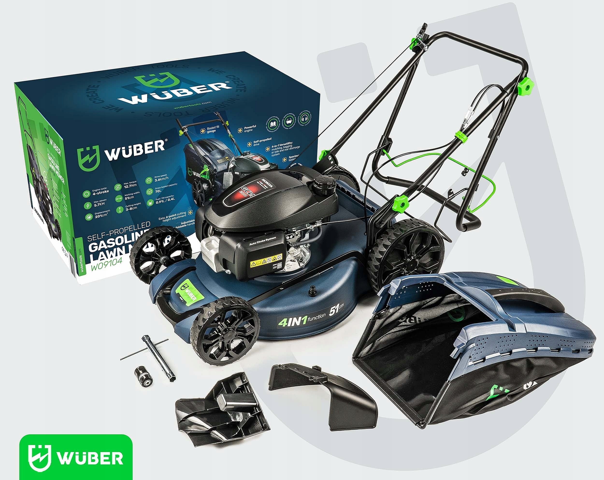 PETROL MOWER WITH DRIVE 5,7KM BASKET 70L REG 30-80 MM ENGINE HONDA +OIL Packaging status original