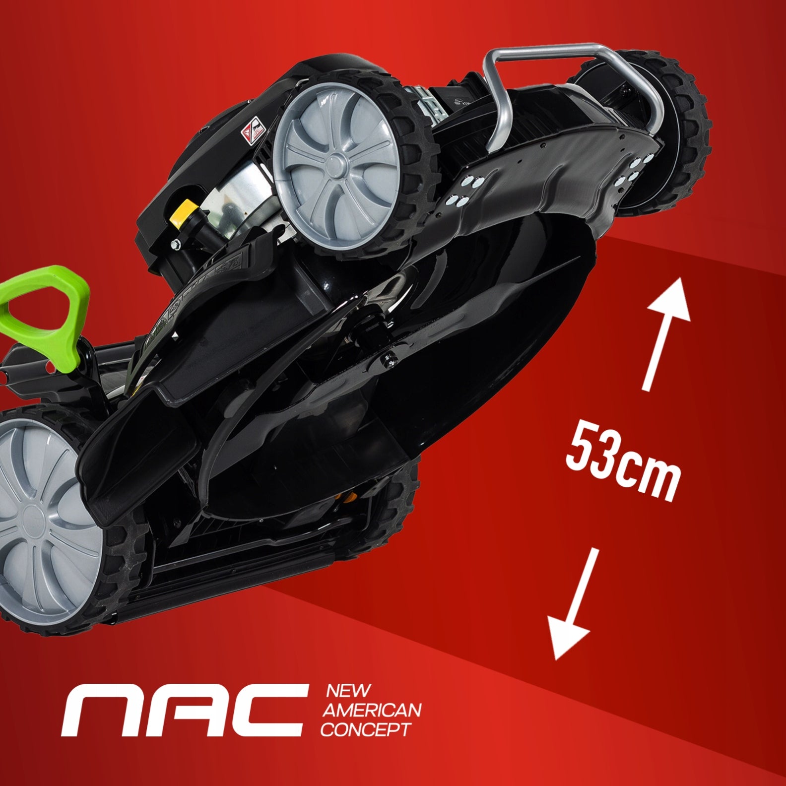 PETROL MOWER WITH DRIVE NAC 53CM 196CM3 3,6KW BASKET 75L 5IN1 MULCHING Brand NAC