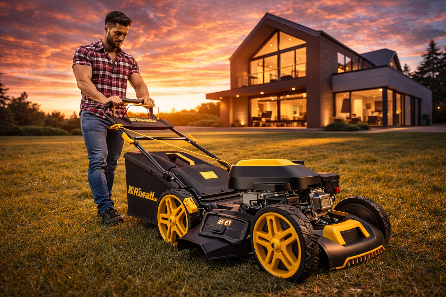PETROL MOWER WITH DRIVE RIWALL RPM5190 SRV DRIVE 51CM CZECH STRONG Packaging status original