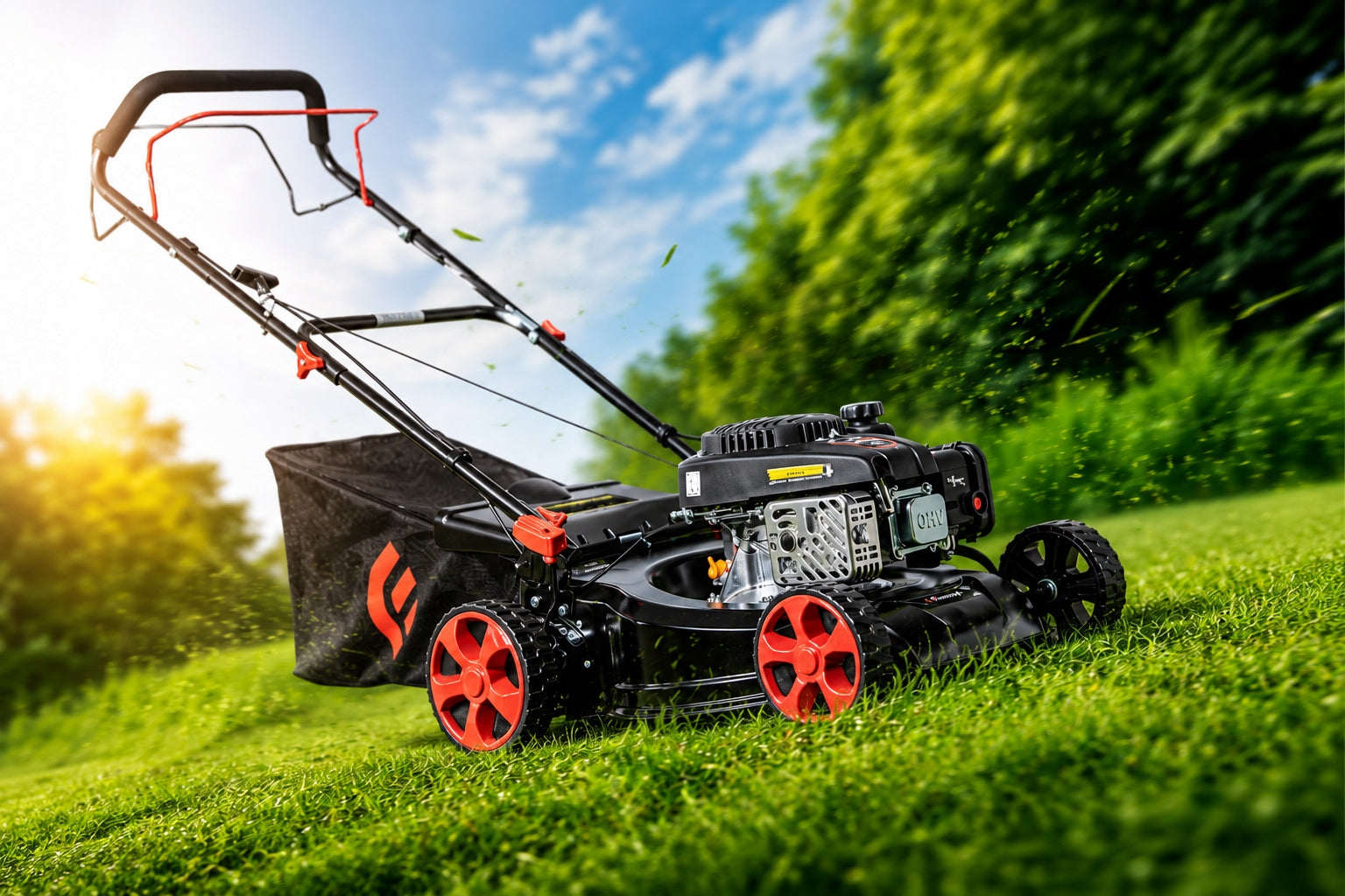 PETROL MOWER WITH GRASS DRIVE POWERFUL ENGINE LONCIN OHV LIGHT DRIVE Manufacturer code MOCNA KOSIARKA SPALINOWA Z NAPĘDEM LONCIN 8W1