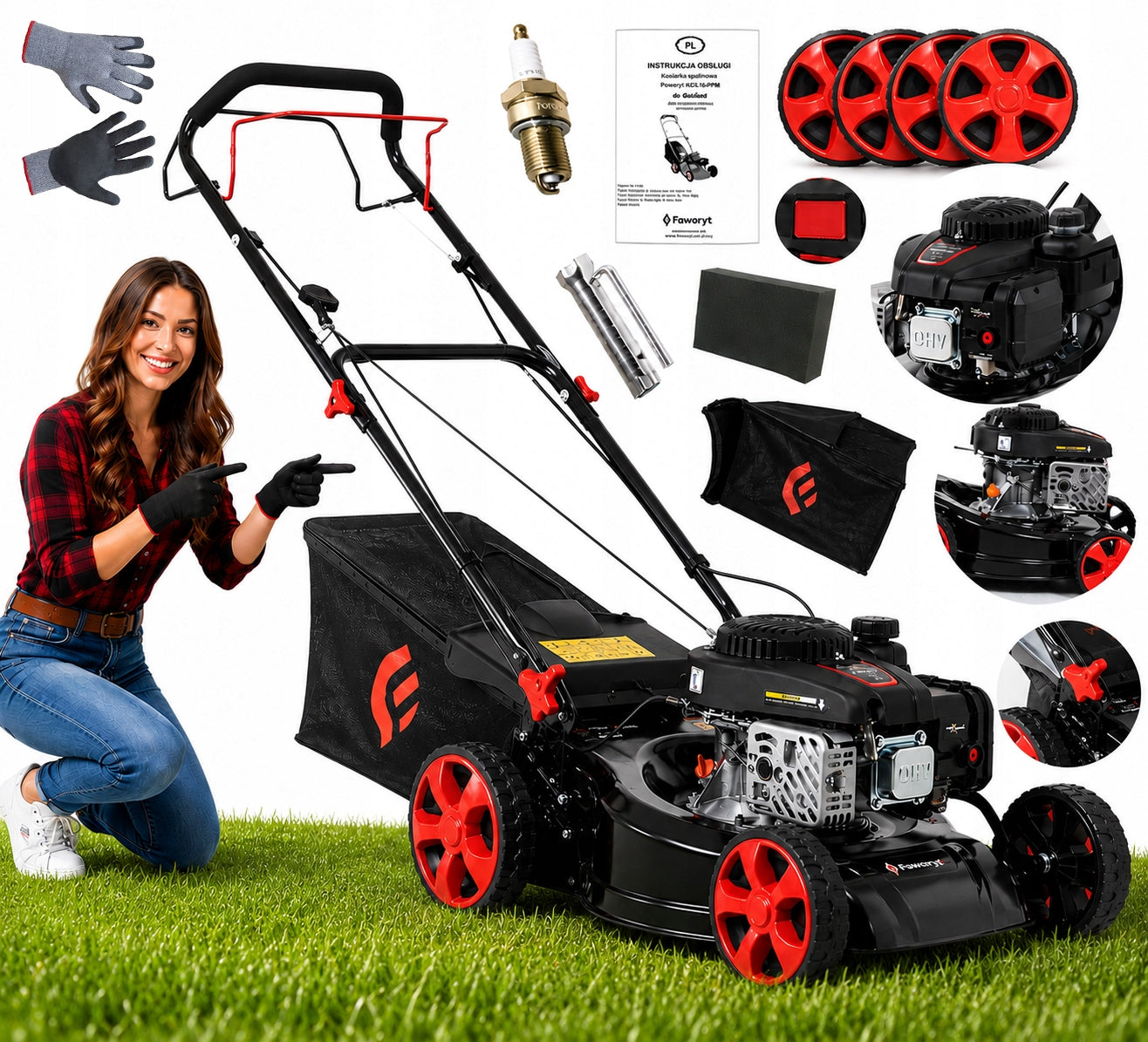 PETROL MOWER WITH GRASS DRIVE POWERFUL ENGINE LONCIN OHV LIGHT DRIVE