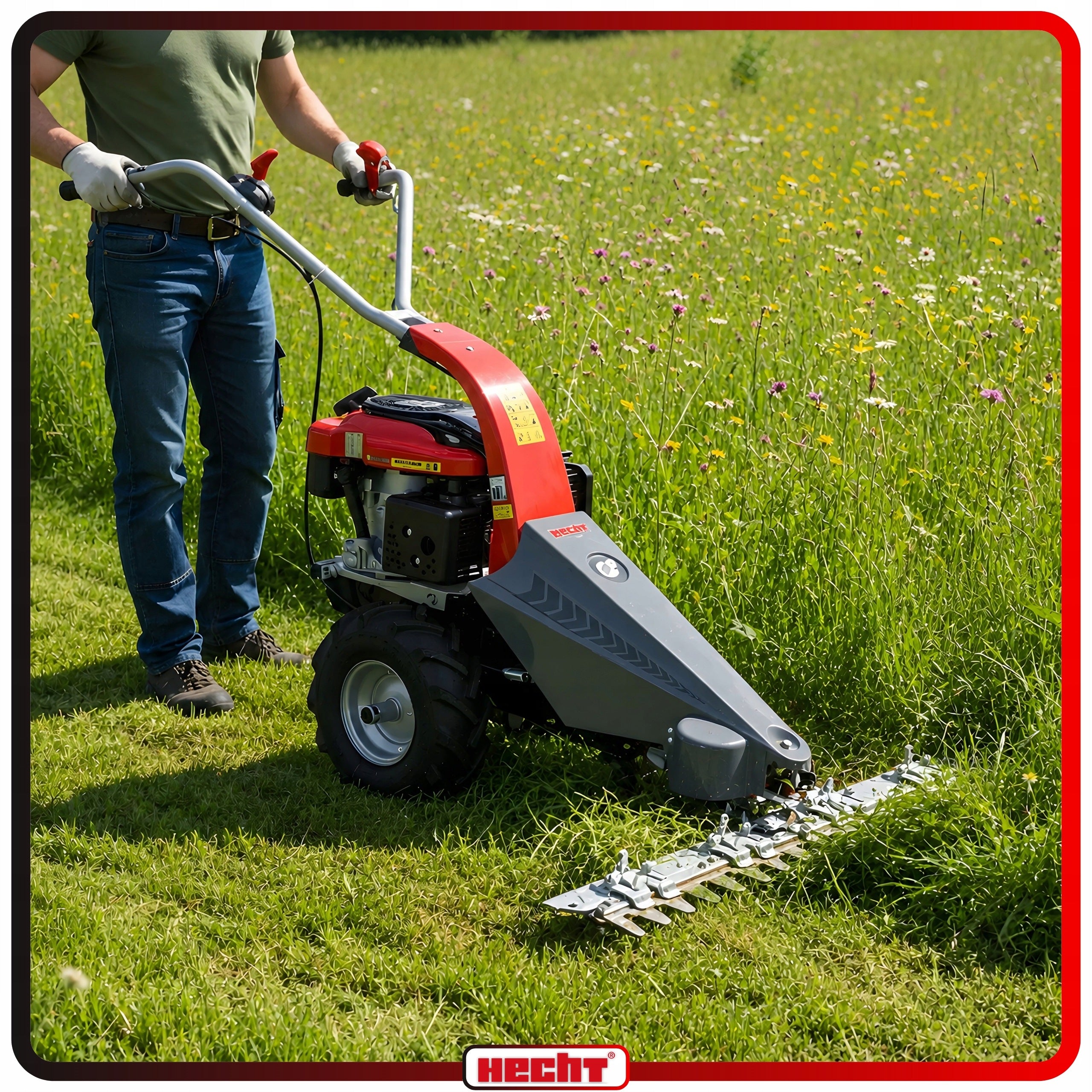 PETROL SLATTED MOWER HECHT 587 DRIVE CUTTING BAR LONCIN ADJUSTMENT Brand Hecht