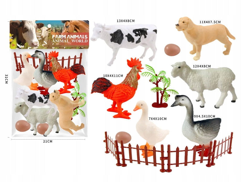 PETS LARGE SET FIGURINES FARM DOG COW CHICKEN 3z Brand no brand