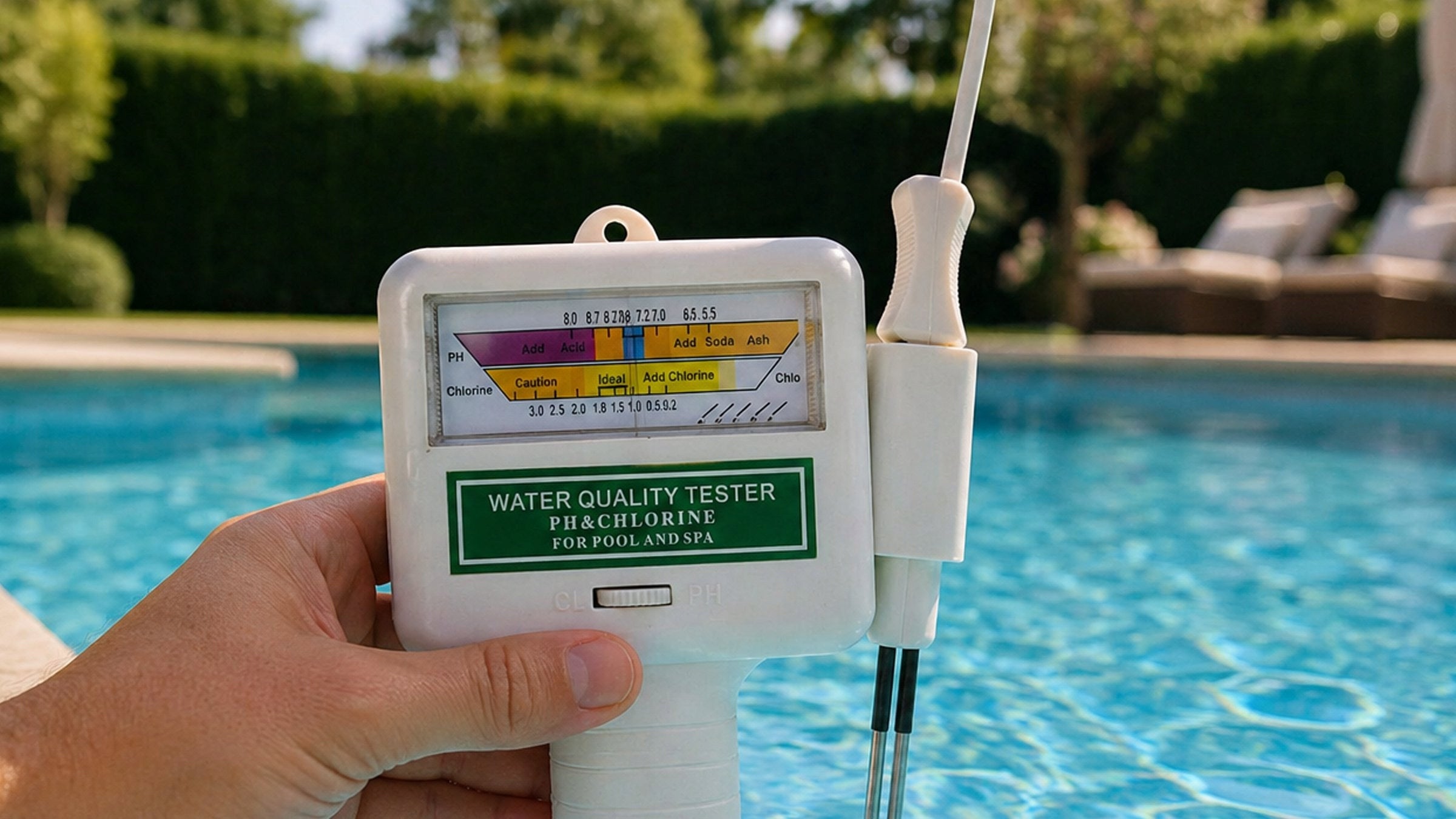 PH LEVEL POOL TESTER METER AND CHLORINE CONTENT JACUZZI WATER TEST Packaging status original