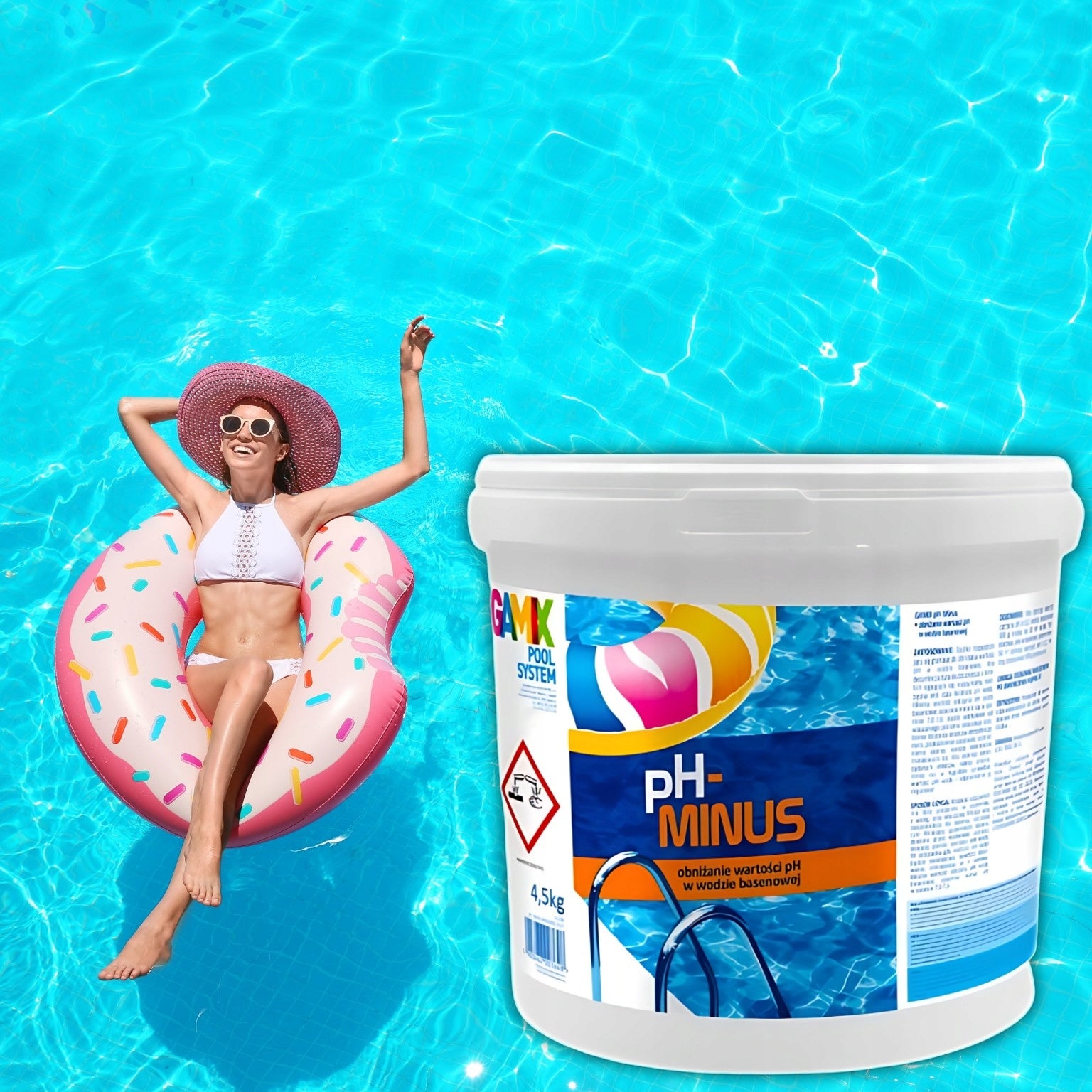 PH MINUS 4,5KG PH- POOL CHEMISTRY GRANULES FOR POOL WATER GAMIX + GUIDE Manufacturer code PH - 4,5KG + PORADNIK