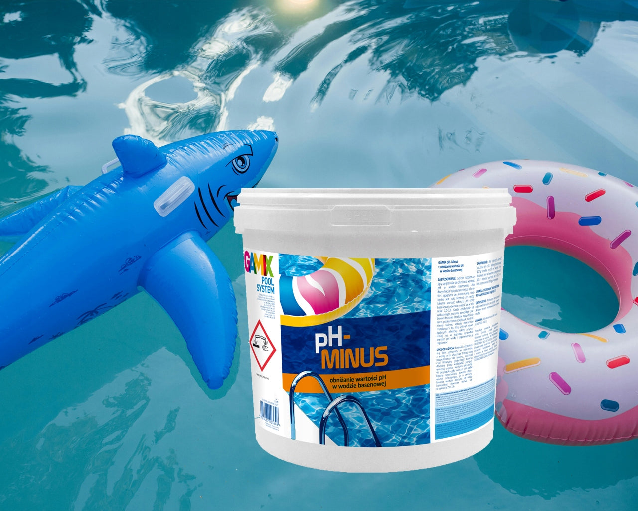 PH- MINUS FOR POOL GRANULATES POOL CHEMICALS REGULATES PH OF WATER GAMIX 4.5 KG Manufacturer code PH - 4,5KG + PORADNIK