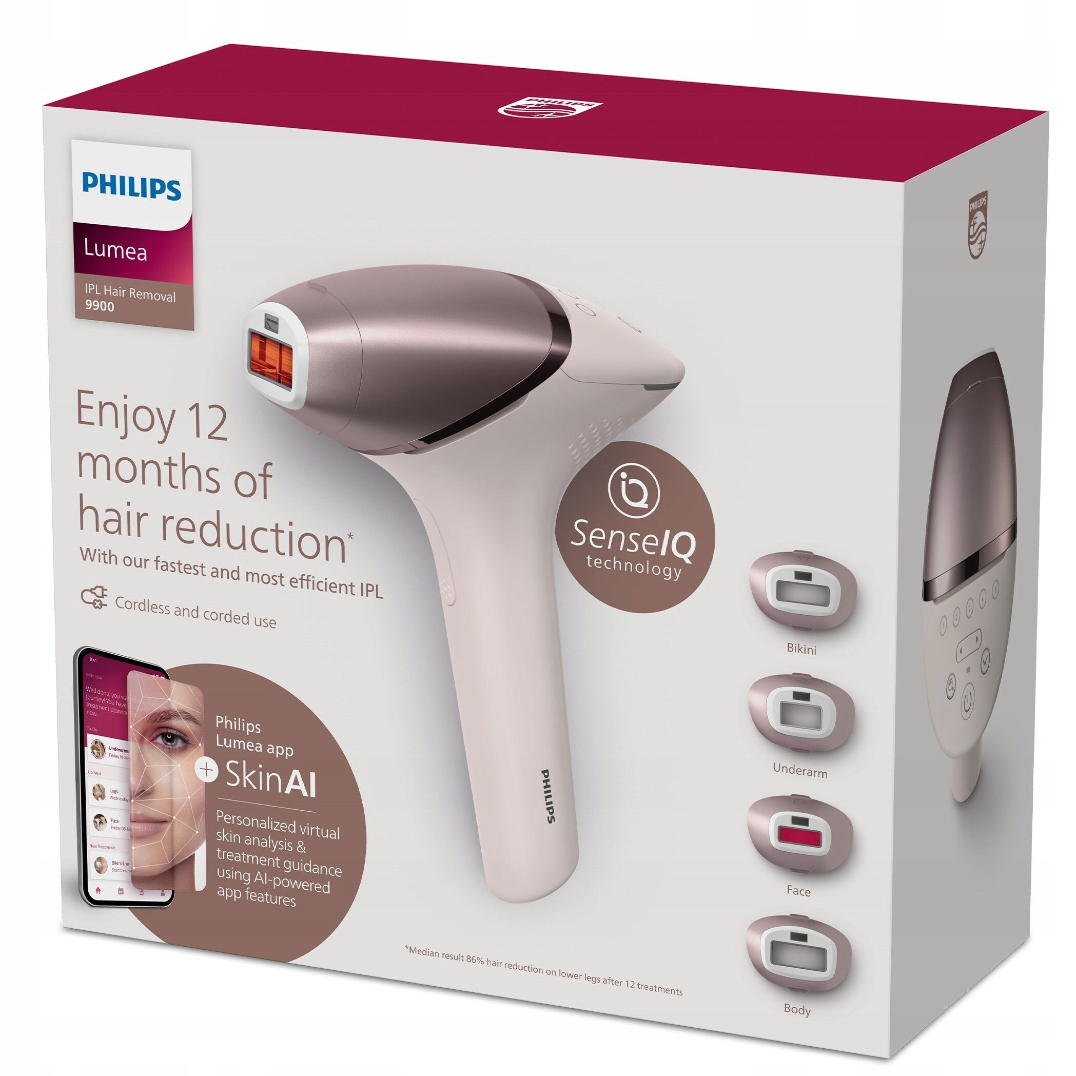 PHILIPS LUMEA BRI977/00 IPL LASER EPILATOR 4 LEG CAPS FACE BIKINI Manufacturer code depilator mocny bikini pach + etui x4 nasadki